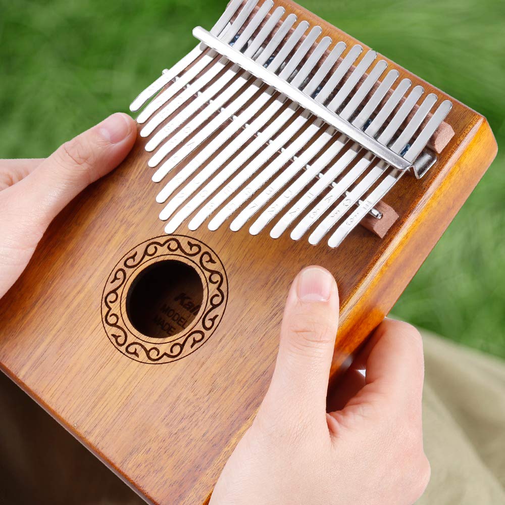 Nabance Kalimba 17 Teclas, Kalimba Piano de Pulgar Profesional en Caoba de, Marimba Instrumento Musical con Protectores de Dedos, Marcadores Adhesivos, Martillo de Afinación, Manual