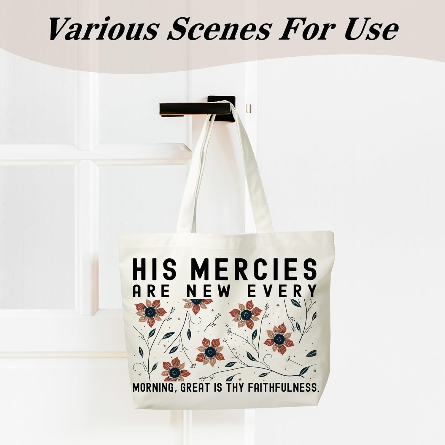 Christian Tote Bags For Women, His Mercies Are New Every Morning, Inspirational Bible Verse Totes, Catholic Jesus Nativity Handbag For Family Friends, Bible Study Bag -d08 - Image 5