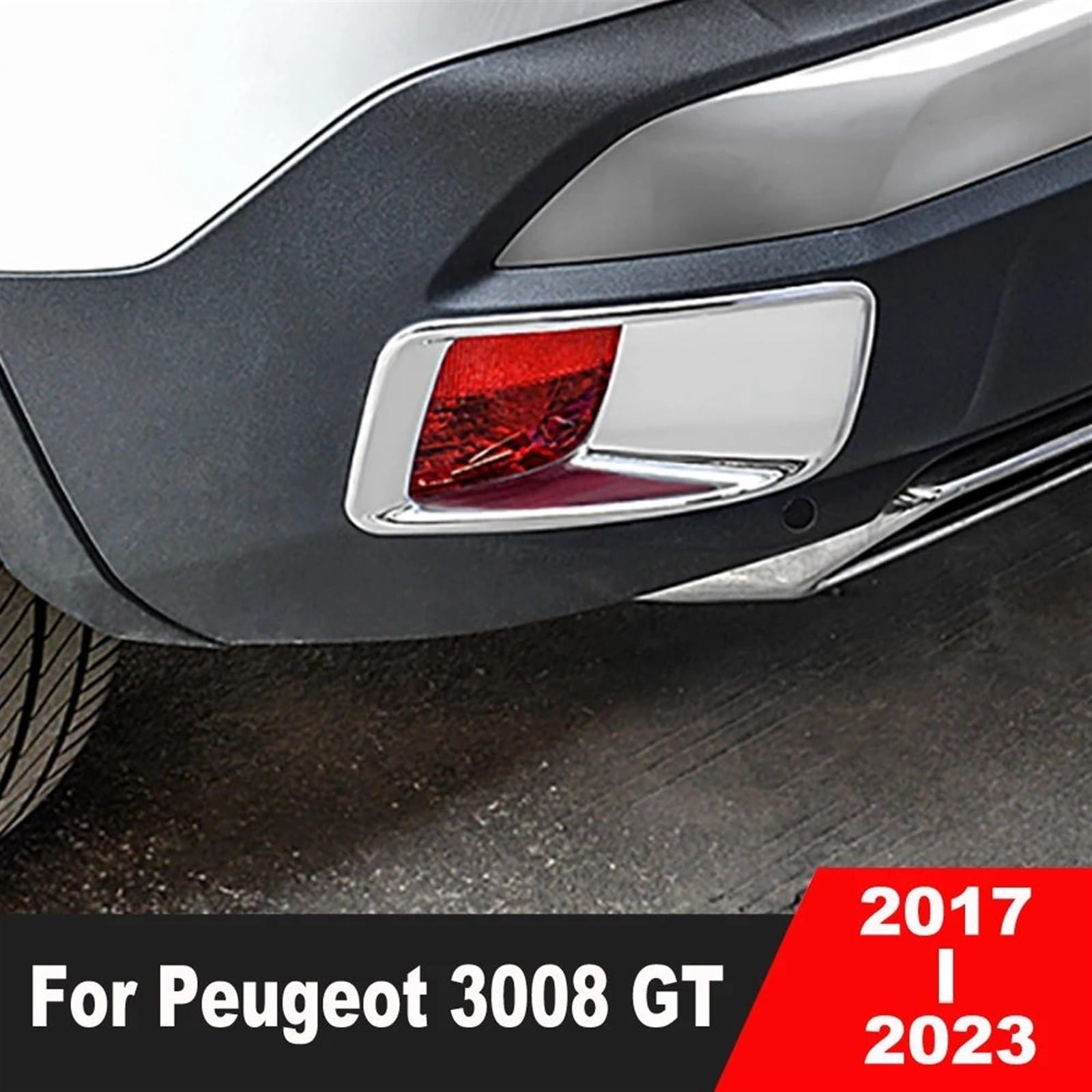 Rear Reflector Fog Light Lamp Cover Fit For Peugeot 3008 GT 2017-2021 2022 2023 Chrome Trim Tail Foglight Bezel Trim Car Accessories