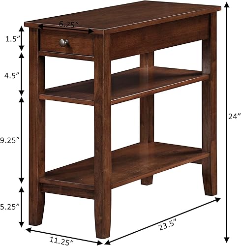 Miniatura 3 de Convenience Concepts American Heritage Mesa Auxiliar Lateral con Cajón de 23.5" - Mesa Clásica de Sala de Estar con Estante de Almacenamiento,