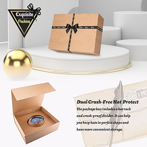 Miniatura 7 de RUEDIGER Sombreros Fedora de ala ancha para hombres y mujeres, 100% lana fieltro Panamá Rancher sombrero con logotipo de rayo desgastadoquemado