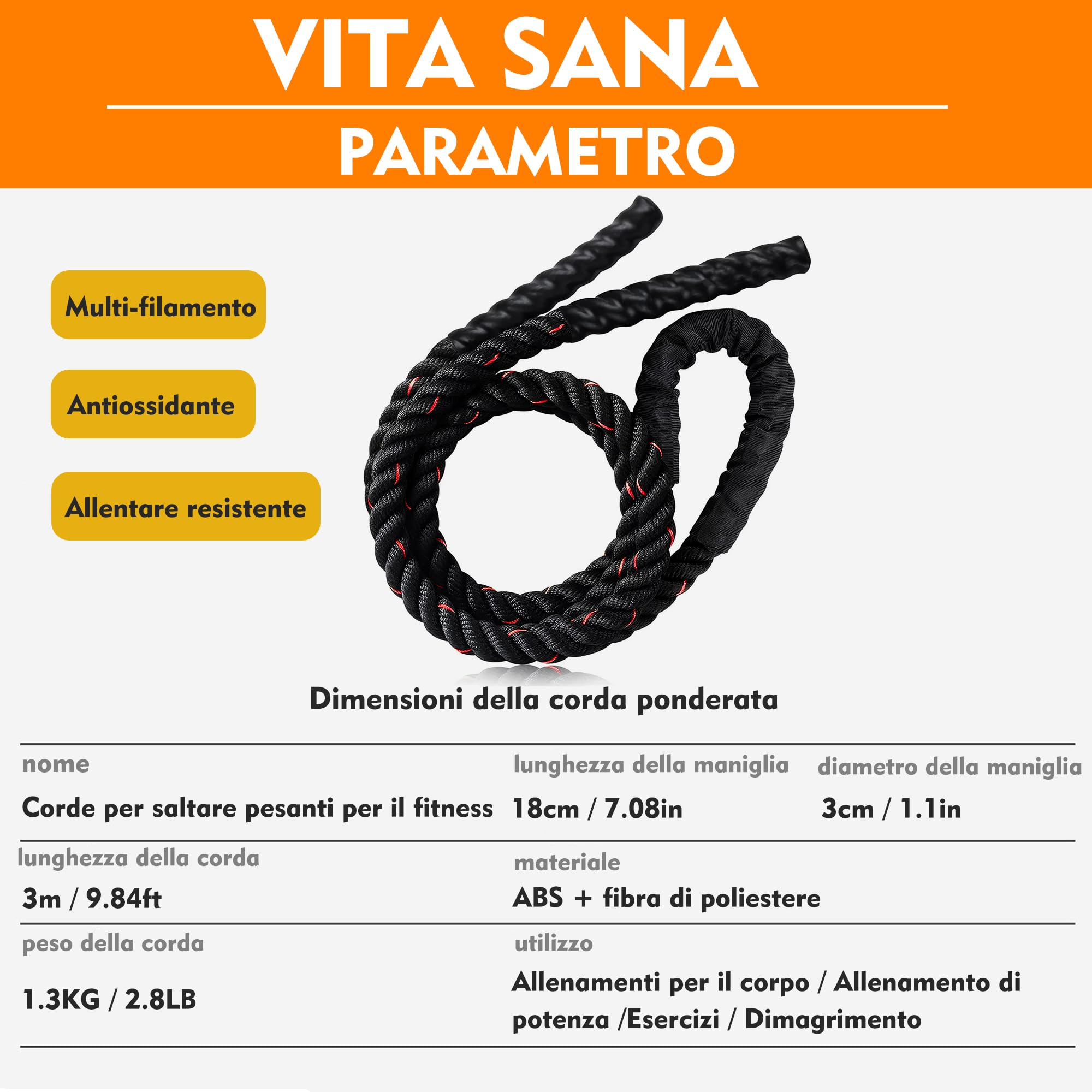 Springseil per Allenamento, 1,3 kg, per Uomini e Donne, Migliorato per Forza e Muscolatura, Allenamento Totale del Corpo
