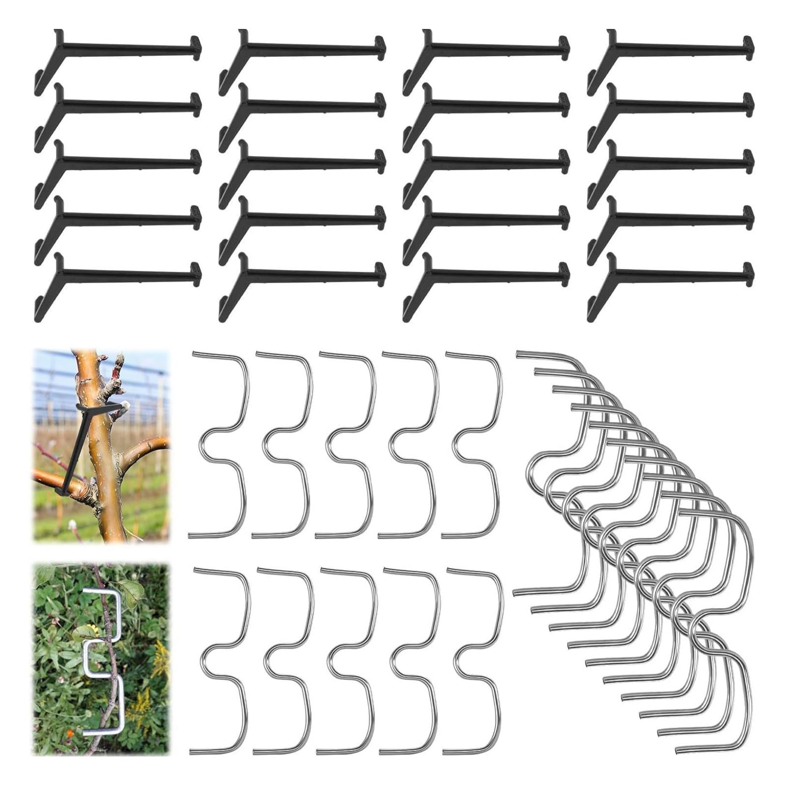 Duty Fruit Tree Branch Benders 40Pcs ABS and Galvanized Wire Branch Separators for Fruit Production Tree Shaping Tool