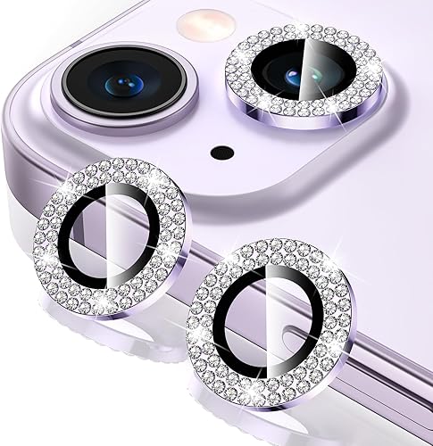 Miniatura 1 de Tensea Protector de lente de cámara para iPhone 14 PlusiPhone 14 Bling, protector de pantalla de vidrio templado, anillo individual de metal