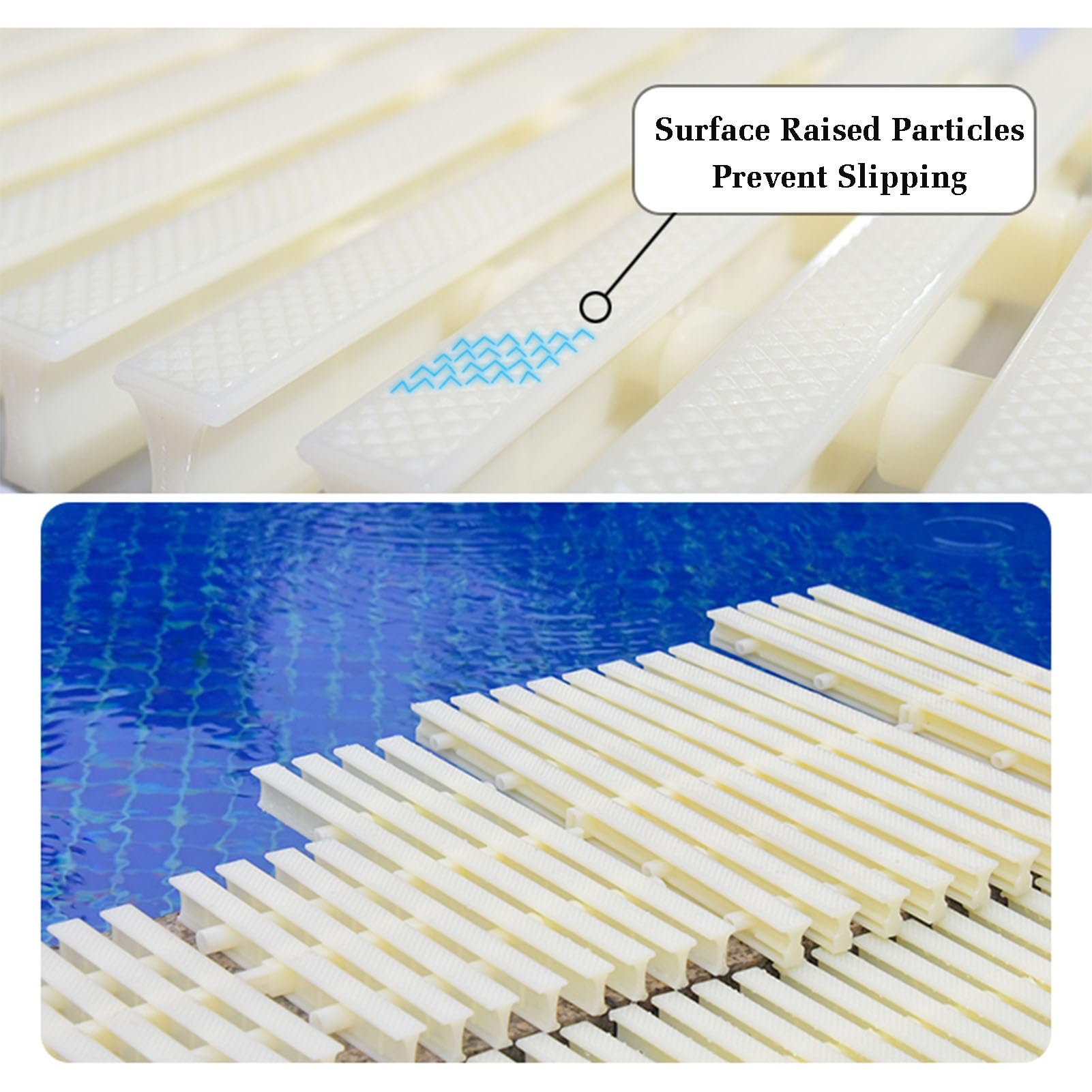 Griglie per Piscina, durevoli Griglie di Scarico per Piscina con Giunzione, Canale di drenaggio fognario Esterno 15x100 cm per marciapiedi e Bordi di Case, 5 Pezzi, Colore Osso, Ideali per u