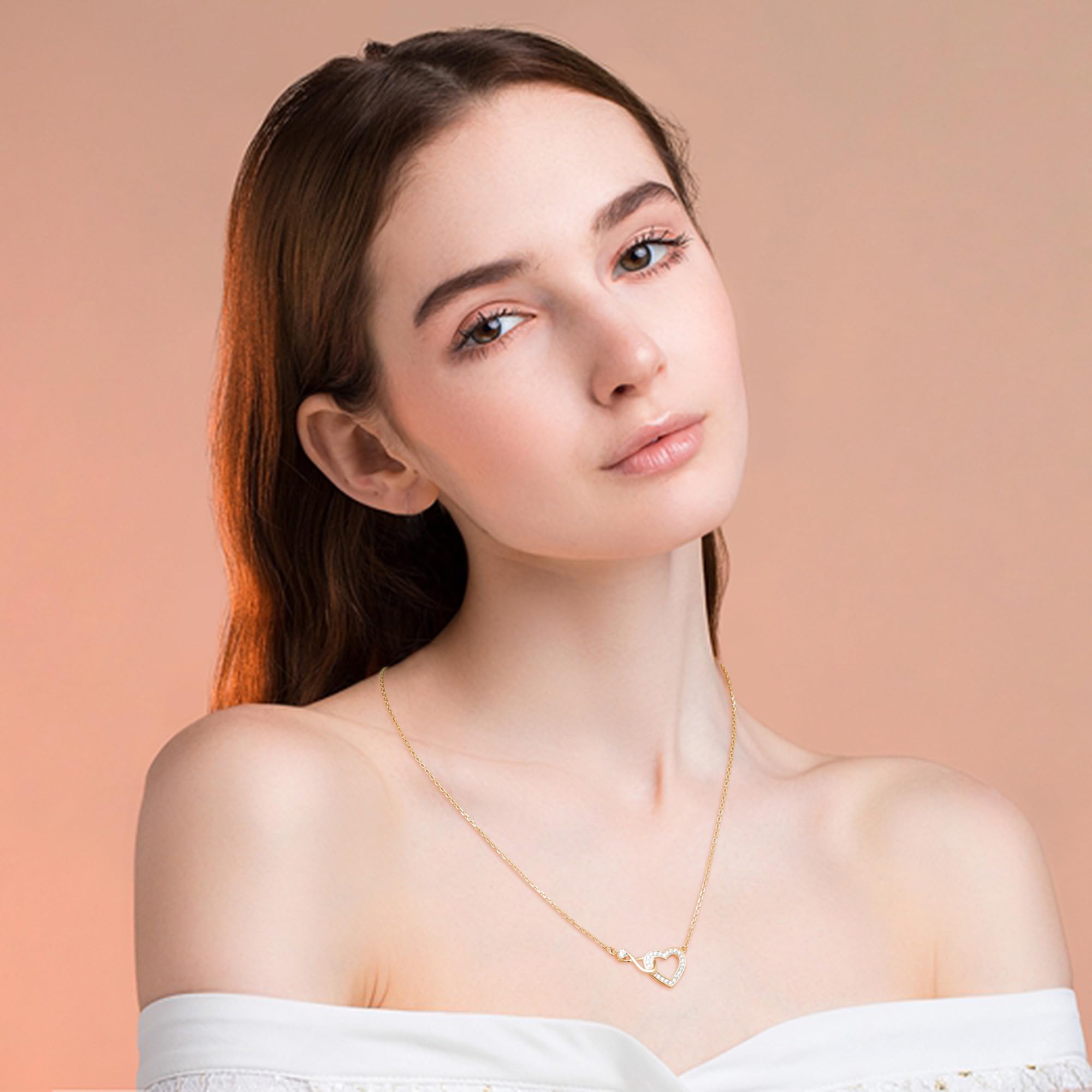 Jrêveinfini Infinito Corazón Collar Mujer Niña Plata de Ley 925, Regalo Cumpleaños Aniversario día de San Valentín con Caja de Regalo, Ajustable 40+5cm
