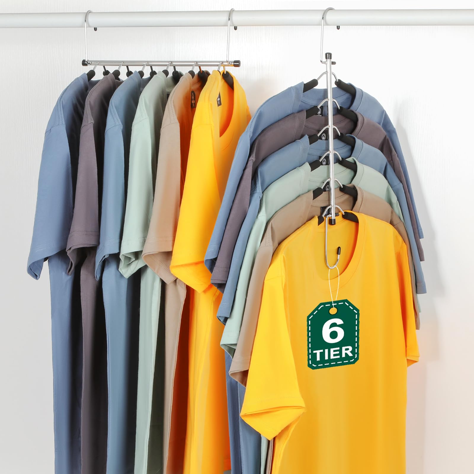 Amazon.com: TOPIA HANGER Clothes Hanger Space Saving, 6 Tier Shirt