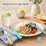 EXZACT 24pcs Couverts/Flatware en acier inoxydable Argenterie avec poignées mélangées colorées - 6 x Fourches, 6 x Couteaux de dîner, 6 x Des cuillères à soupe, 6 x Poissons à thé - Lave-vaisselle sans danger