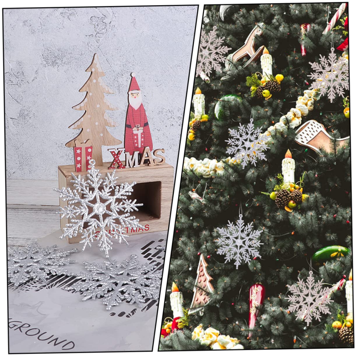 STOBAZA 96piezas Adornos Colgantes para Árbol De Navidad De De Brillo Plata para Decoración Navideña para Fiestas y Eventos