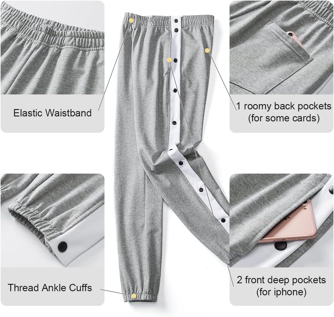 Chrisuno Men's Sweatpants Tear Away Basketball Sweat Pants Athletic Joggers - Image 4