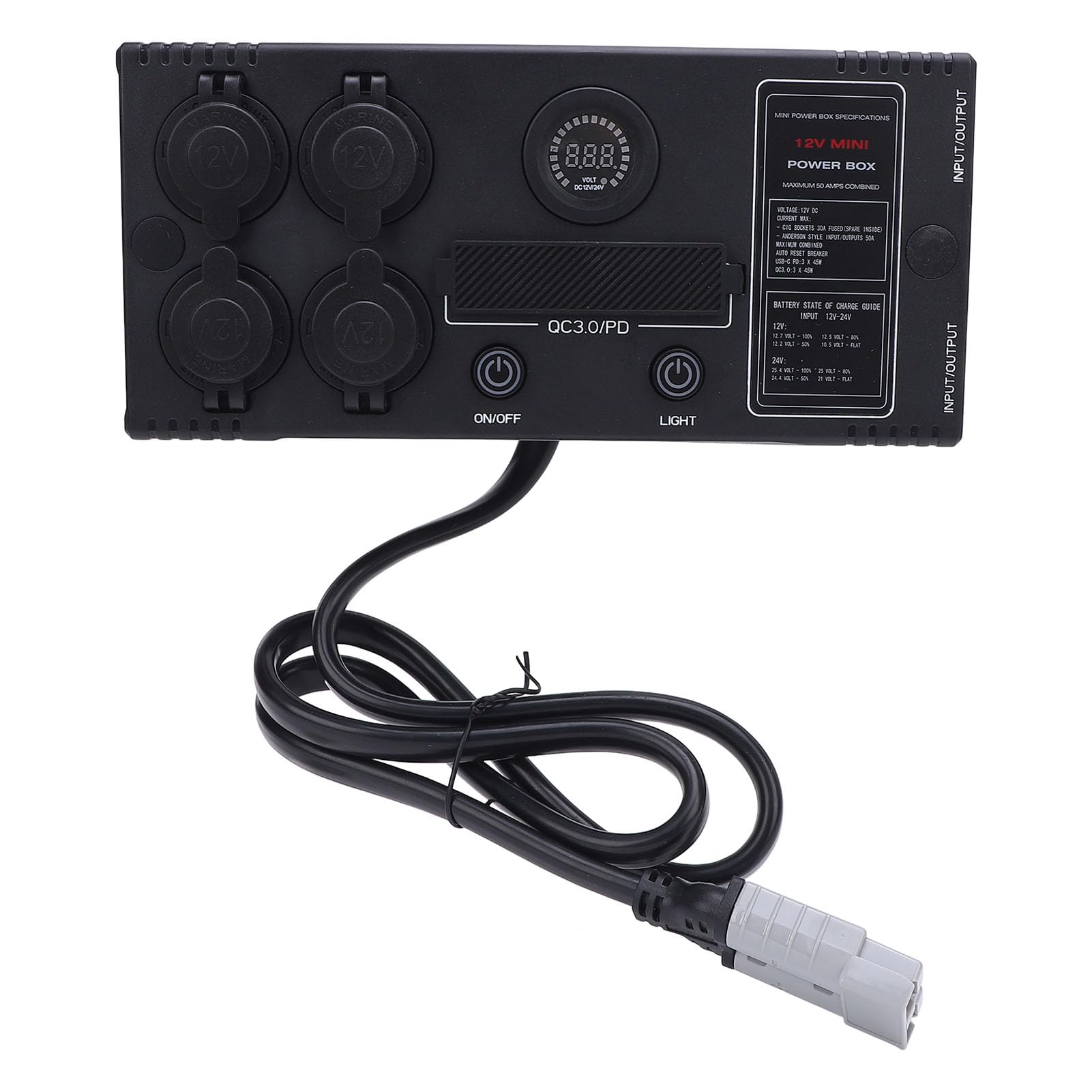 12V Mini Power Box Tragbarer Steuer Hub für Anderson Plug QC 3.0 Port LED Light Power Hub -Verteilungsbox