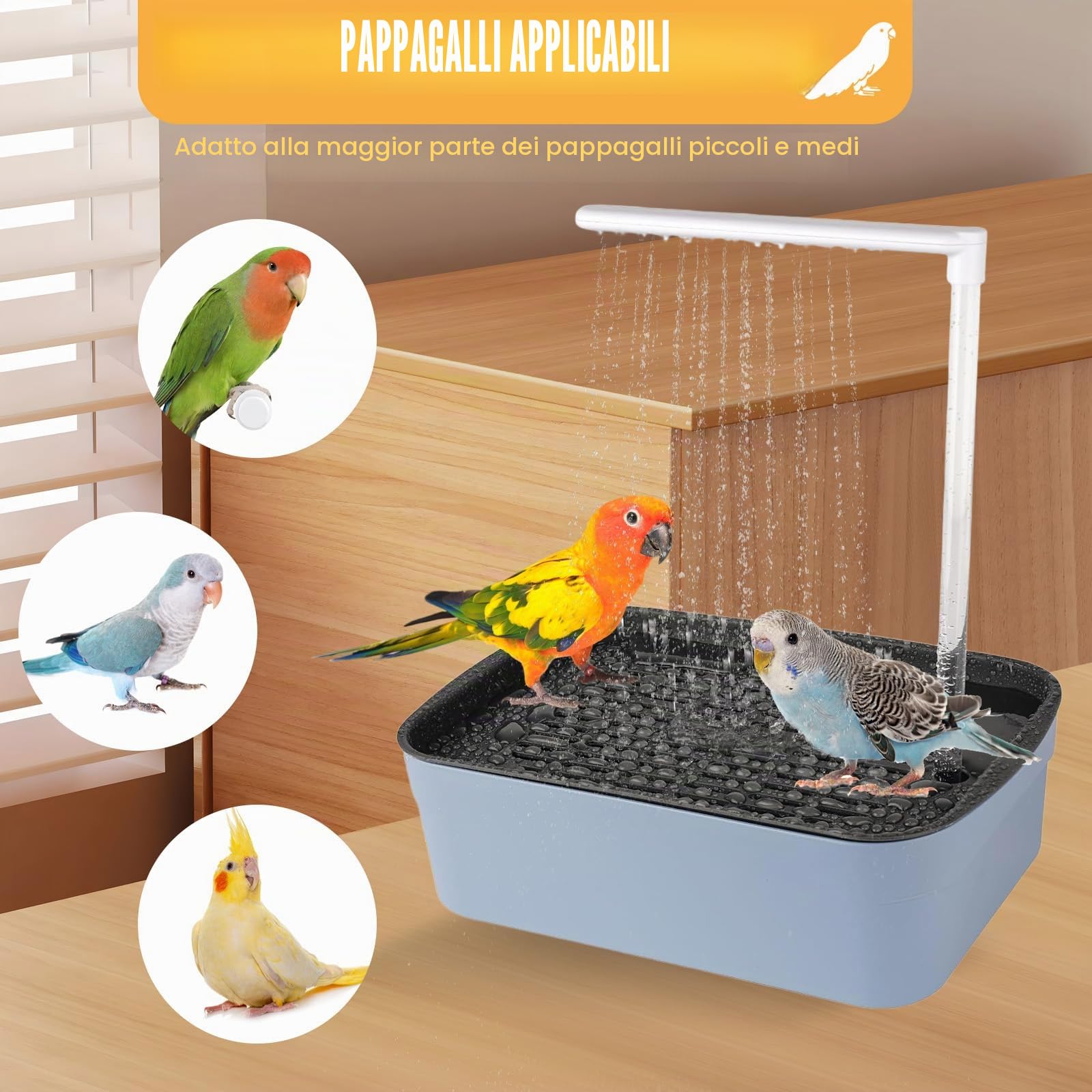 Casa da Bagno per Uccelli, Vasca Automatica con Pompa, Abbeveratoio per Uccelli con Doccia per Pappagalli, Psittacini, Uccelli (Verde, L)