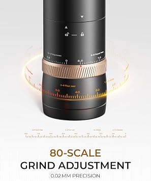 FORLIM Portable Burr Coffee Grinder, 80 Precision Settings, Single-Dose | USB-C Rechargeable, Stainless Steel Conical Burrs, Espresso, Moka Pot, Pour-Over, for Office, Travel & Small Kitchens