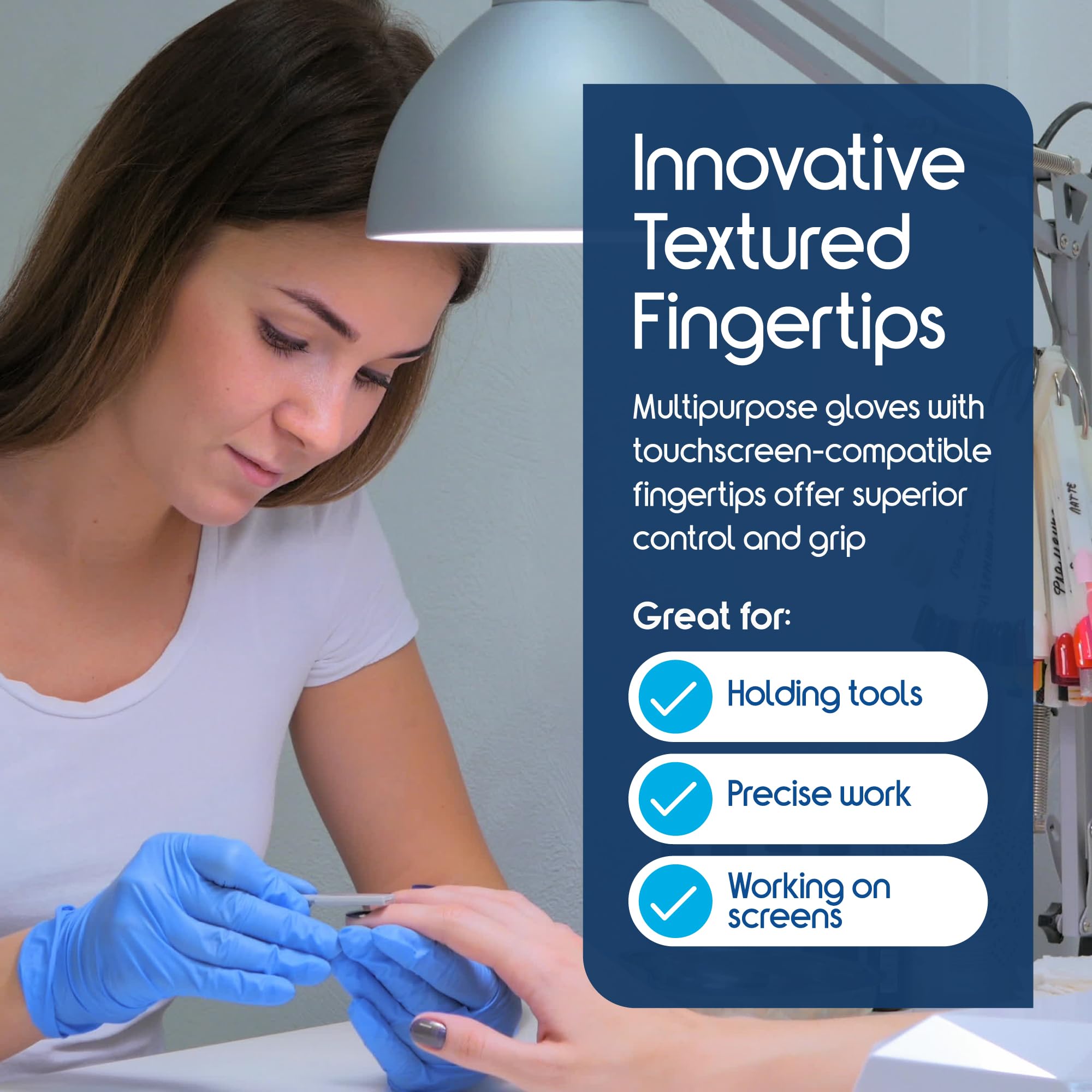 Inspire 1000 guantes desechables de mezcla de nitrilo y vinilo, sin látex, guantes multiusos, guantes de cocina, guantes de limpieza, color azul, talla L