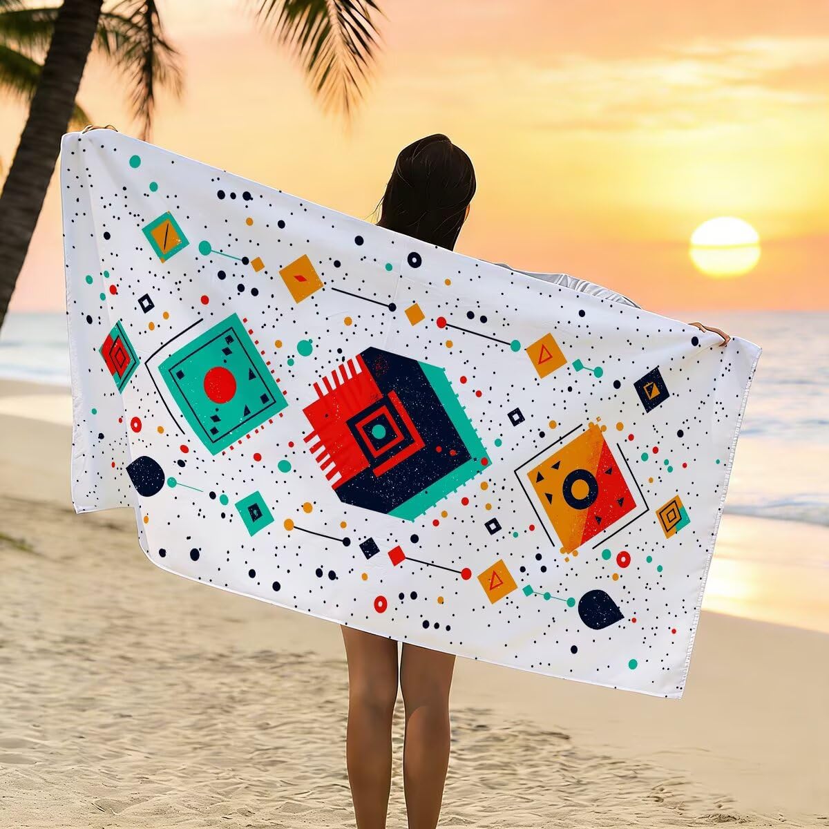 Ręcznik plażowy z mikrofibry, duży ręcznik plażowy 90 x 200 cm 2 sztuki, damski ręcznik gimnastyczny szybkoschnący, odporny na piasek ręcznik z mikrofibry, lekkie ręczniki gimnastyczne dla kobiet