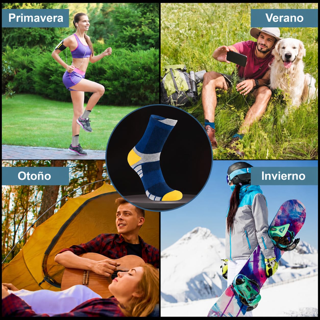 Niofind Calcetines Hombre, 6 Pares Calcetines Deporte Algodon, Anti-Ampollas, Anti-Olor, Absorbentes De Sudor, Transpirables, Calcetines Running Con Acolchado Para Correr, Trabajo, Ciclismo