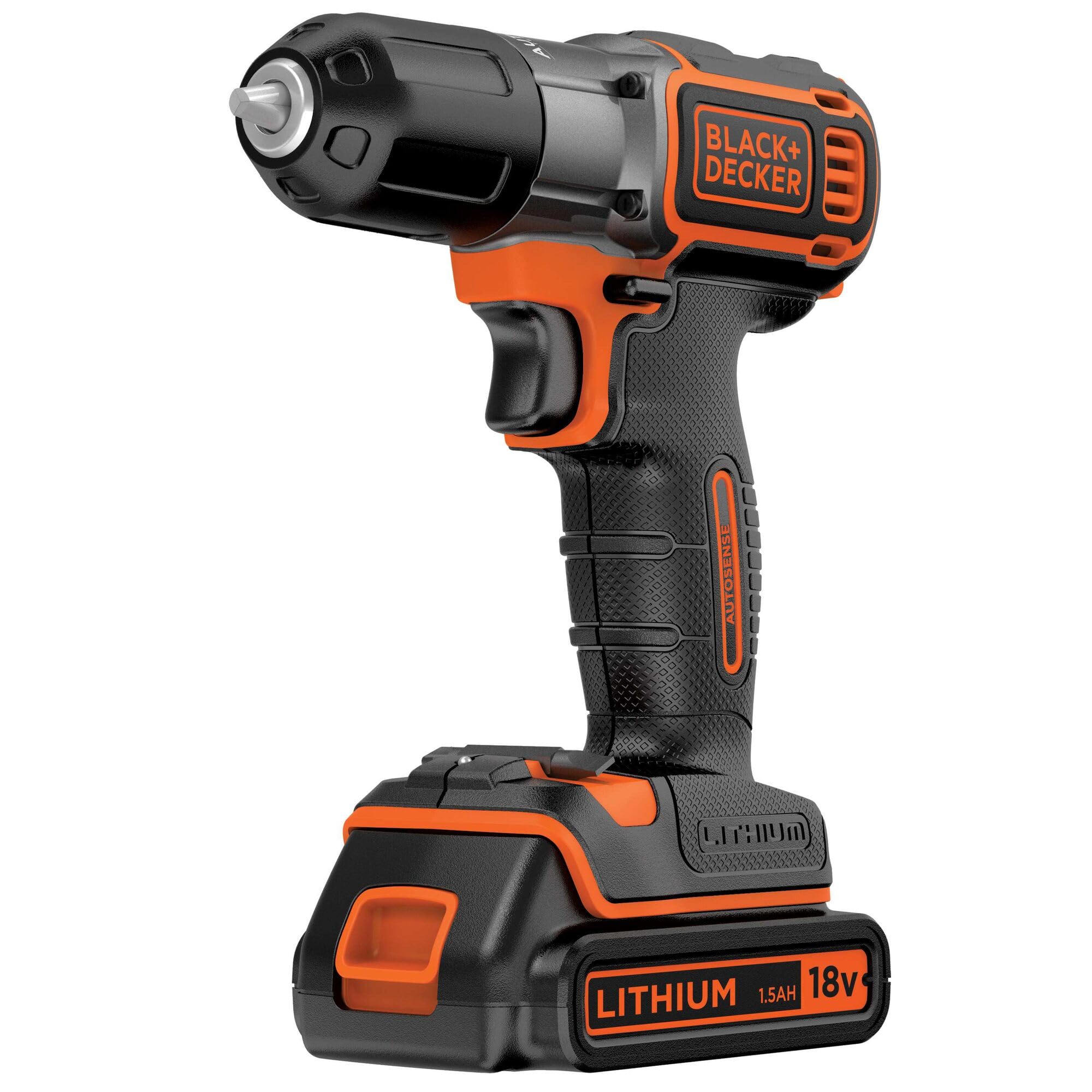 BLACK+DECKER, Trapano/Avvitatore Autosense™ 18V Litio in valigetta con doppia batteria e caricabatterie rapido. ASD18KB-QW