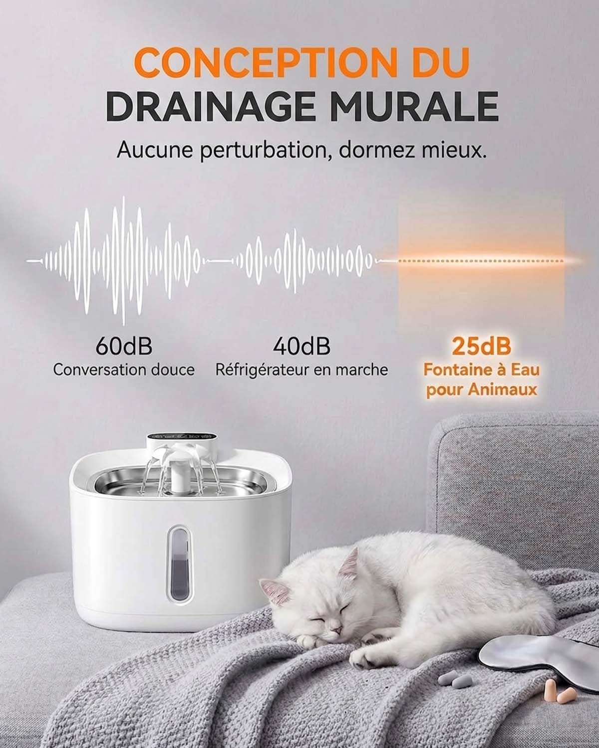 3,2L Fontaine à Eau pour Chat sans Fil Rechargeable 4000mAh, 3 Modes Intelligents, Détecteur de Mouvement, Filtration Avancée, Silencieux Fontaine à Eau Automatique, Filtre 5 Étapes, sans BPA