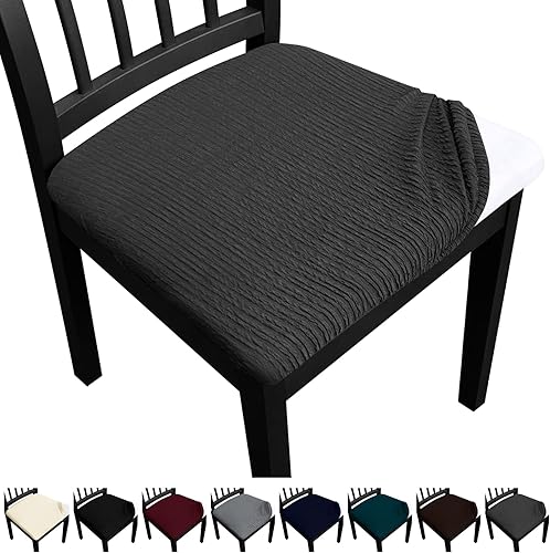 Juego de 6 fundas de asiento para sillas de comedor, fundas de asiento lavables para sillas de comedor, fundas de asiento de cocina extraíbles para