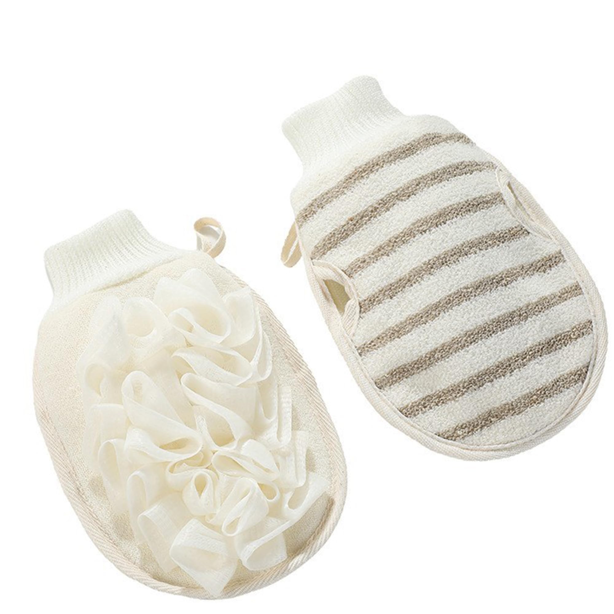 OHYER 2 piezas guantes exfoliantes Guantes de Exfoliación Corporal Manopla Exfoliante Lavable Manoplas de Ducha Guantes Guantes De BañO Exfoliantes guante exfoliante corporal Doble cara