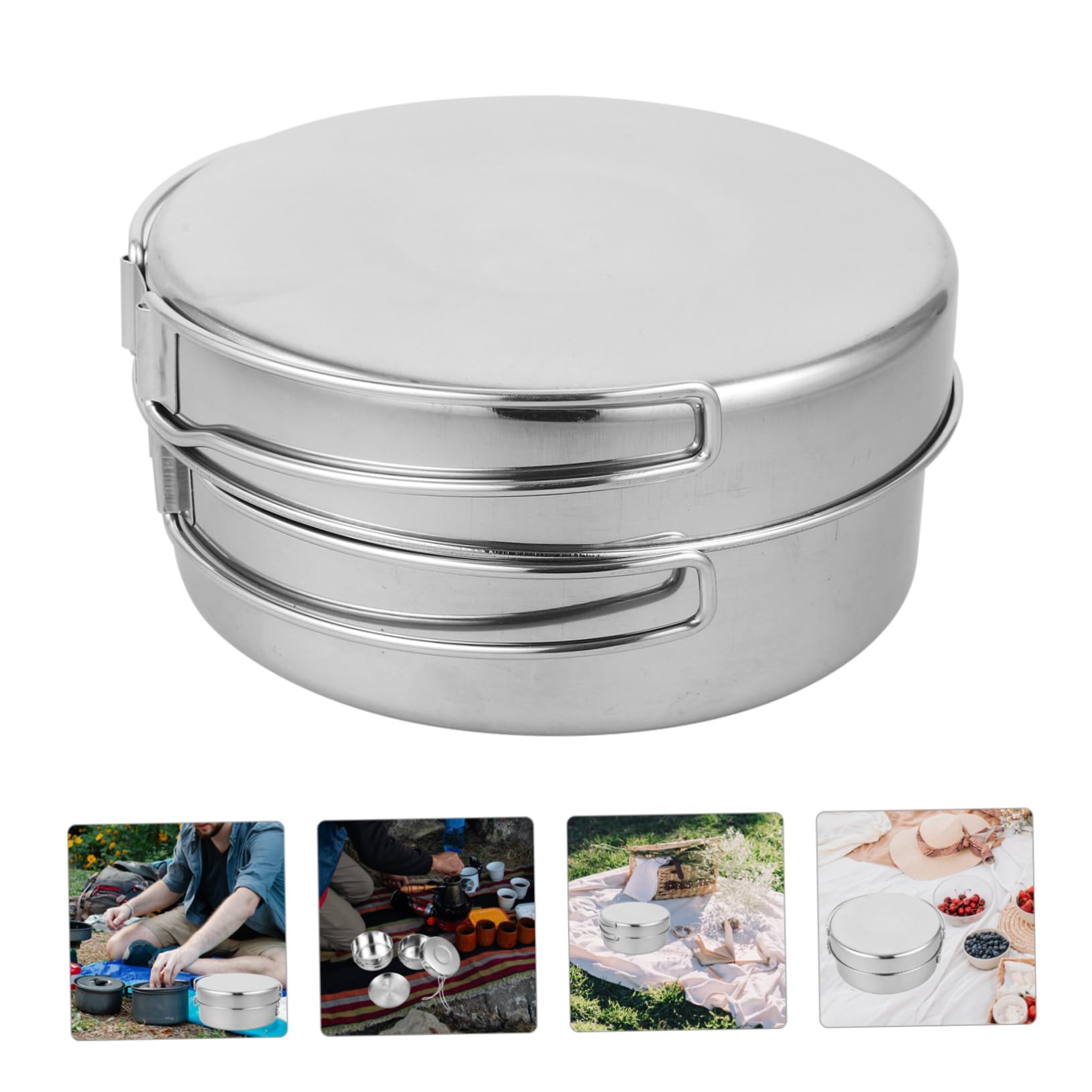 Toyvian Marmite en Acier Inoxydable Équipement De Cuisine De Camping Ustensiles De Cuisine De Camping Ustensiles De Cuisine De Camping pour Kit Poêles De Survie Poêles De Camping
