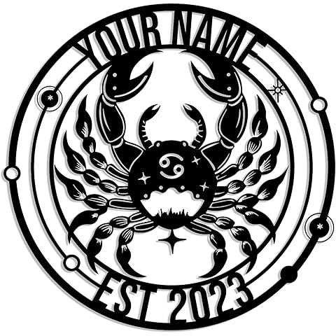 Custom Name 12 Astrological Signs Zodiac Metal Wall Art, Personalized 12 Astrologic...