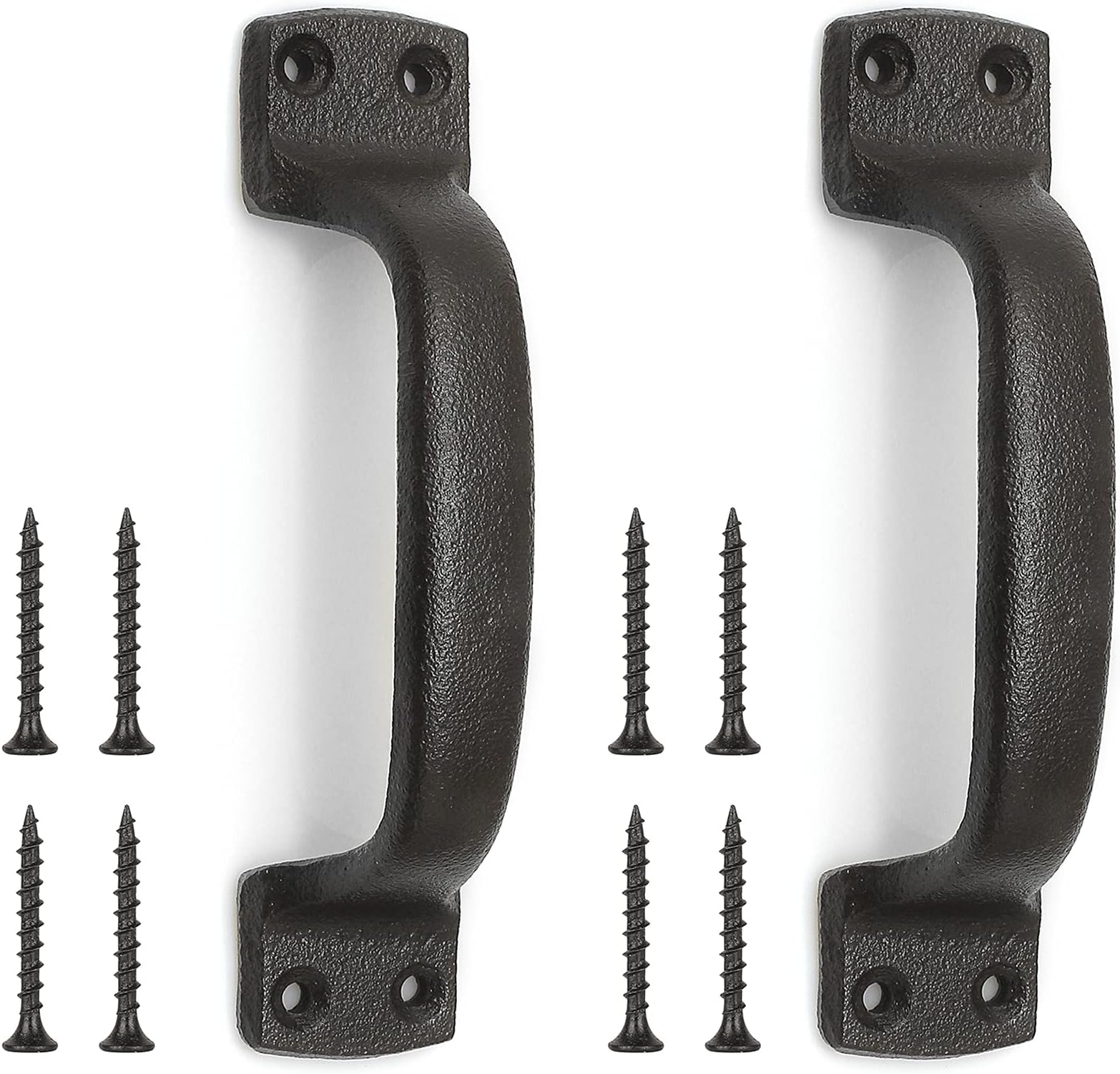 Barn Door Pull Handles, 7 Inch Dark Brown Antique Cast Iron Pull Handle for Wooden Garden Gate Shed Cabinet Door, 2 Pack