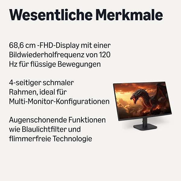 Amazon Basics Amazon Basics 27-inch Computer Monitor 120 Hz, FHD 1080P, HDMI, DP, VGA, VESA Compatible for Office,Home, Schwarz in use