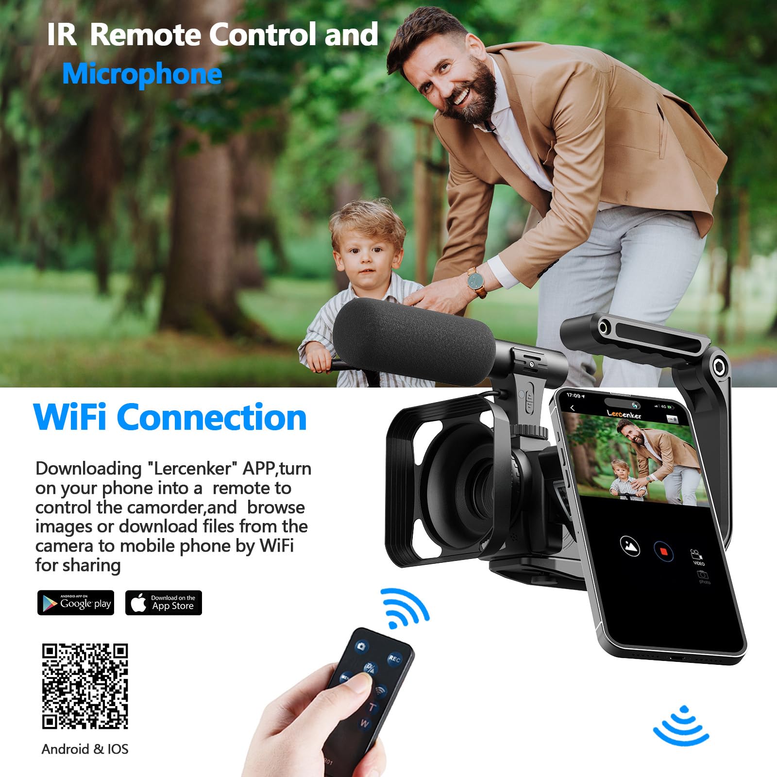 Camcorder Video Cameras, 5K 56MP Vlogging Camera with Night Vision, WiFi, 3” 270° Rotatable Touchscreen Vlog Camera Youtube with 64GB SD Card, Microphone, Stabilizer, Remote, Batteries, Tripod