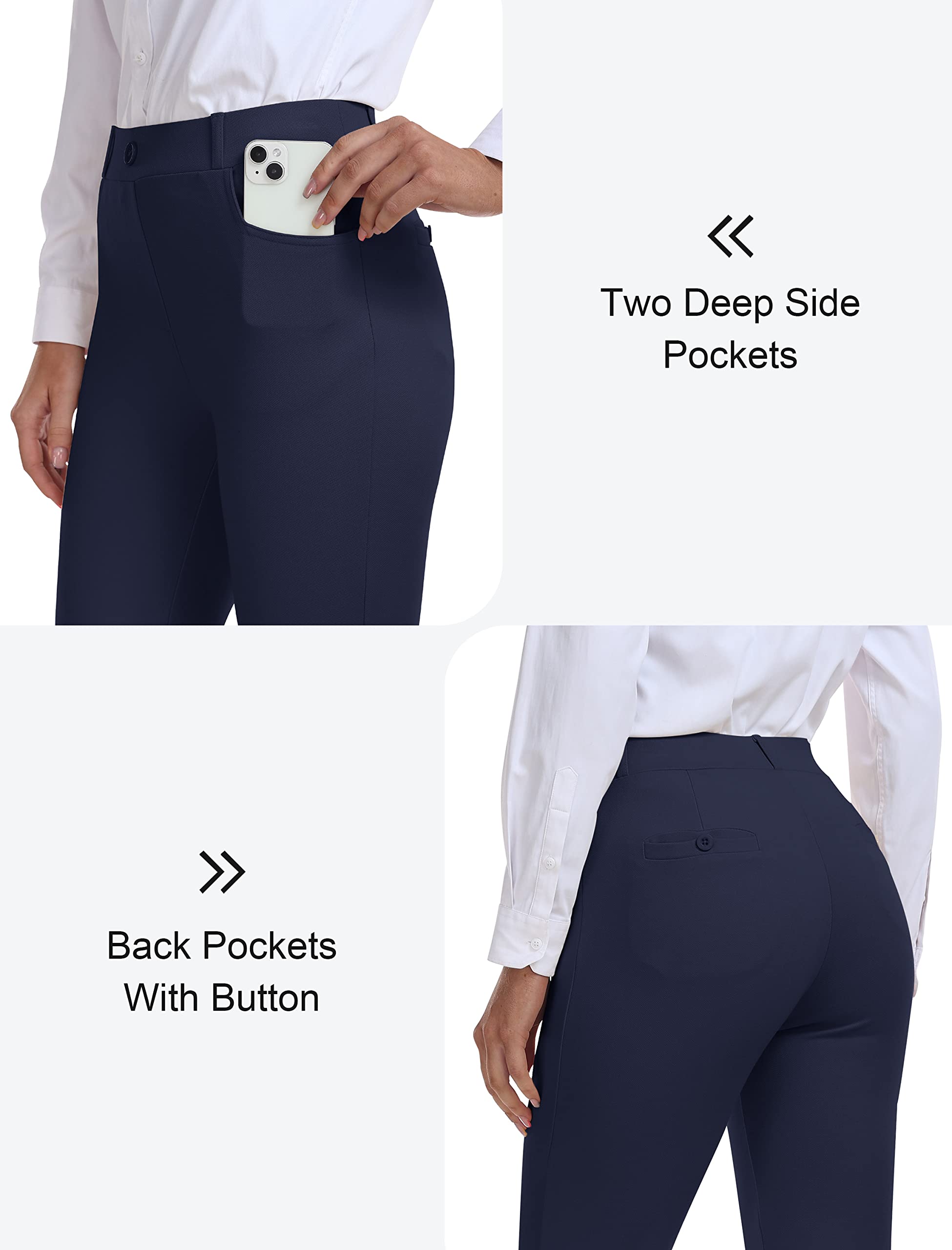 Pantaloni da Golf da Donna Eleganti Capri Pants a Vita Alta Elasticizzati 3/4 Lungo Pantaloni per Lavoro Ufficio Yoga
