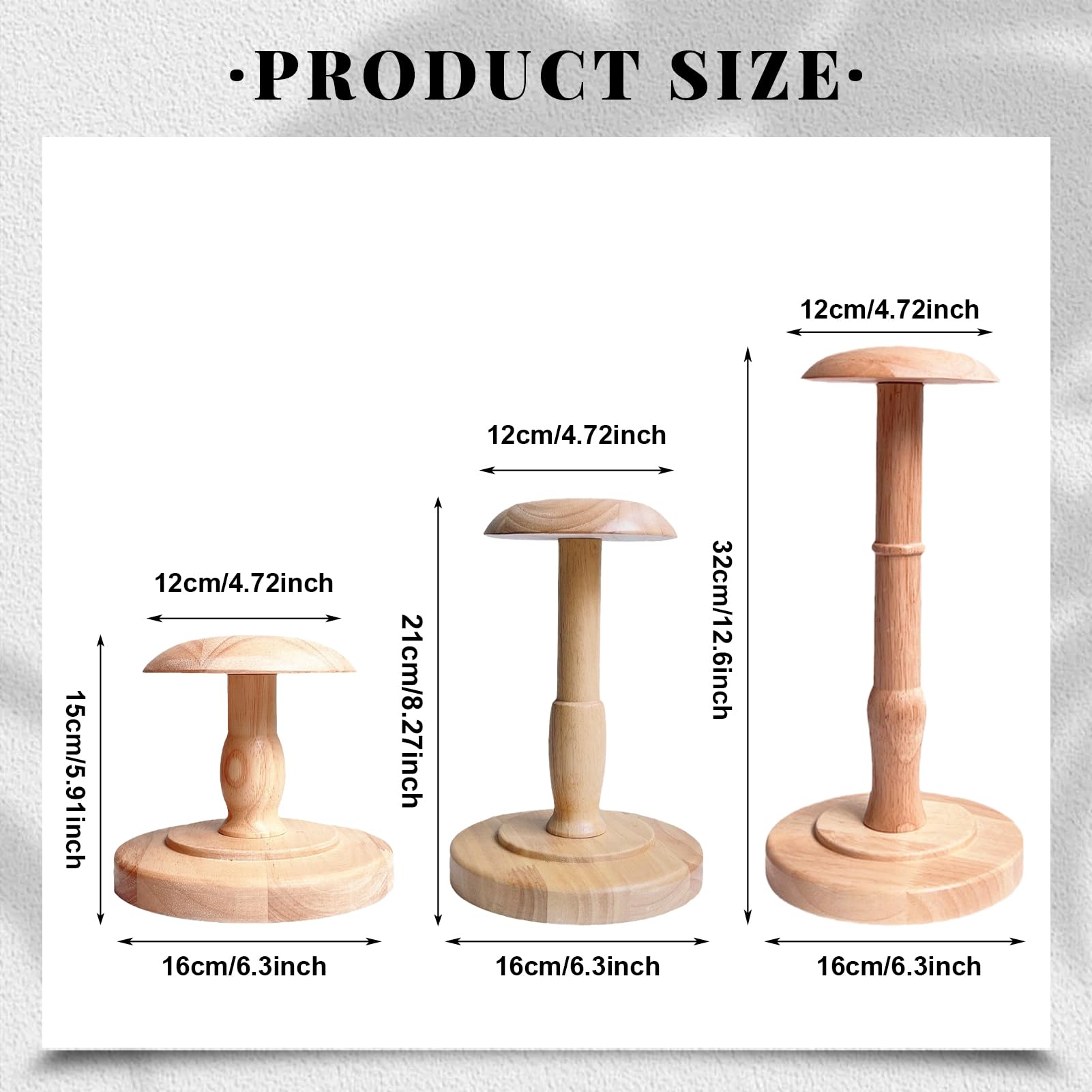 TINGSING Wooden Hat Display Stand Tabletop Hat Rack Dome Shaped Cowboy Cap Organizer Wig Holder Helmet Stand for Closet Home Decor - Image 3