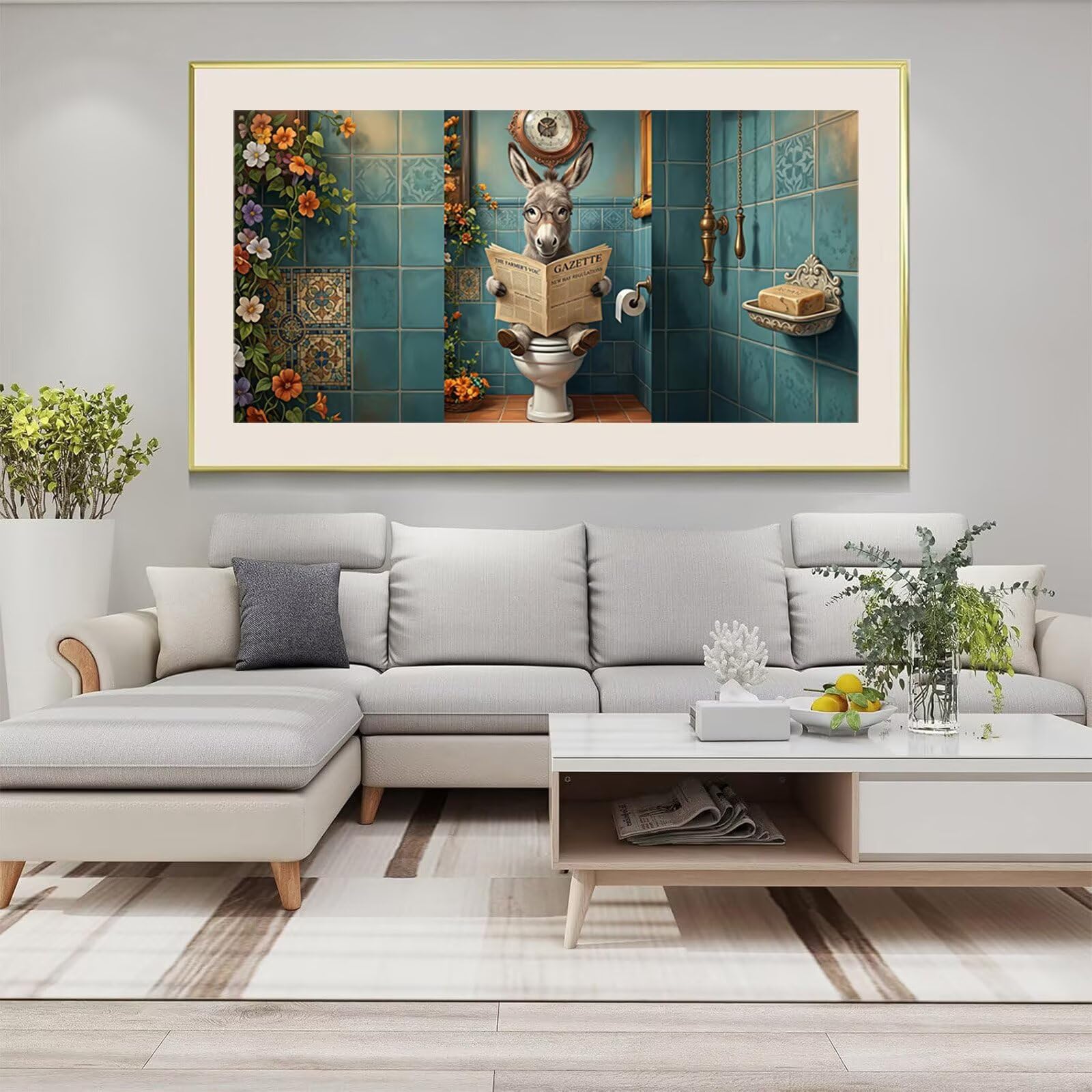 Diamond Painting Esel Diamond Painting Erwachsene Groß Tier, 5D Full Runder Drill Diamanten Malen Nach Zahlen, DIY Set Mosaik Bastelset Kreativ Set für Erwachsene Home Decor Wanddeko 60x120cm, Cod-901