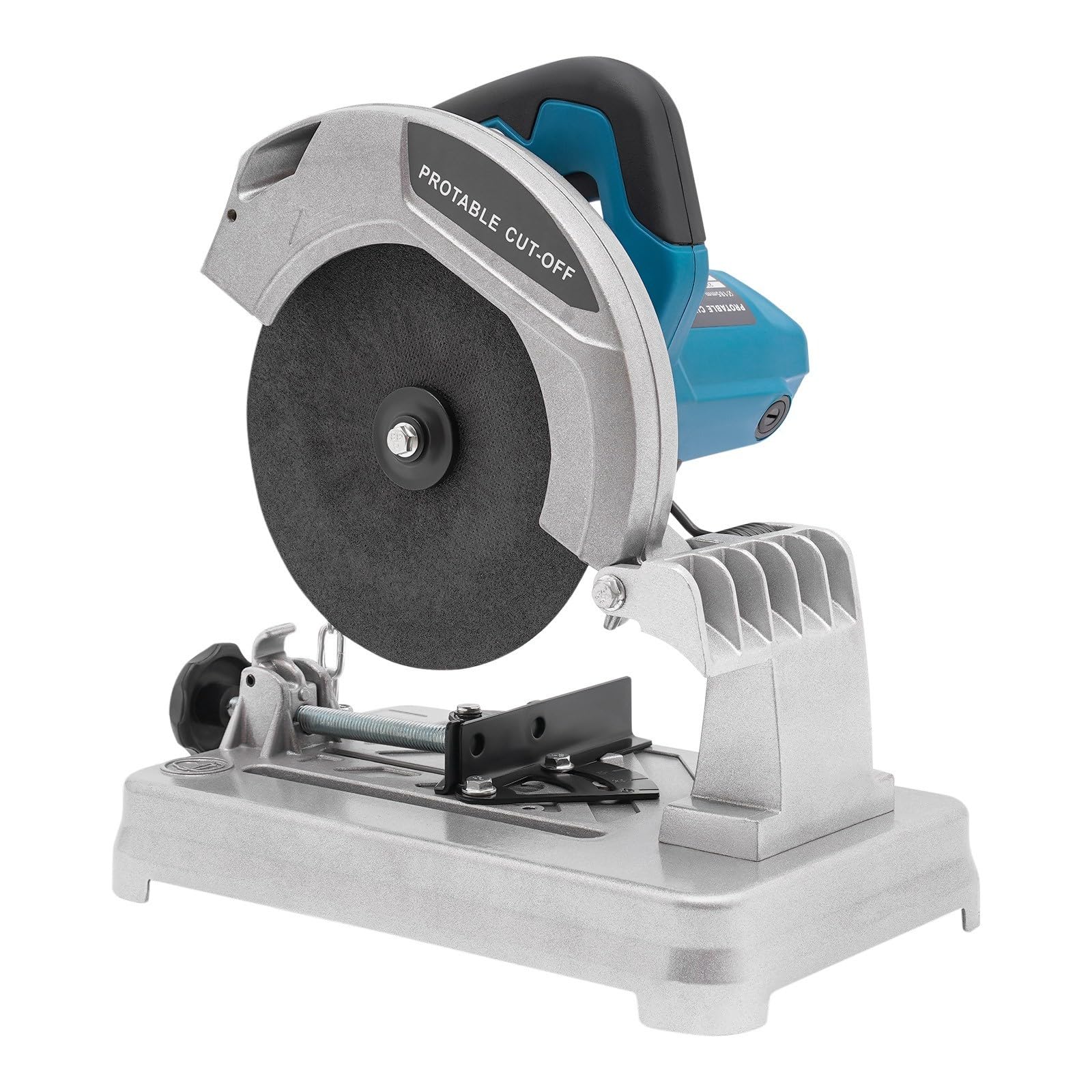 Piła ukośna, piła ukośna, piła ukośna, piła elektryczna do metalu, drewna, płytek z brzeszczotem 185 mm, moc 1200 W, moc 5200 obr./min, kąt cięcia od 0 do 45 stopni (niebieska)