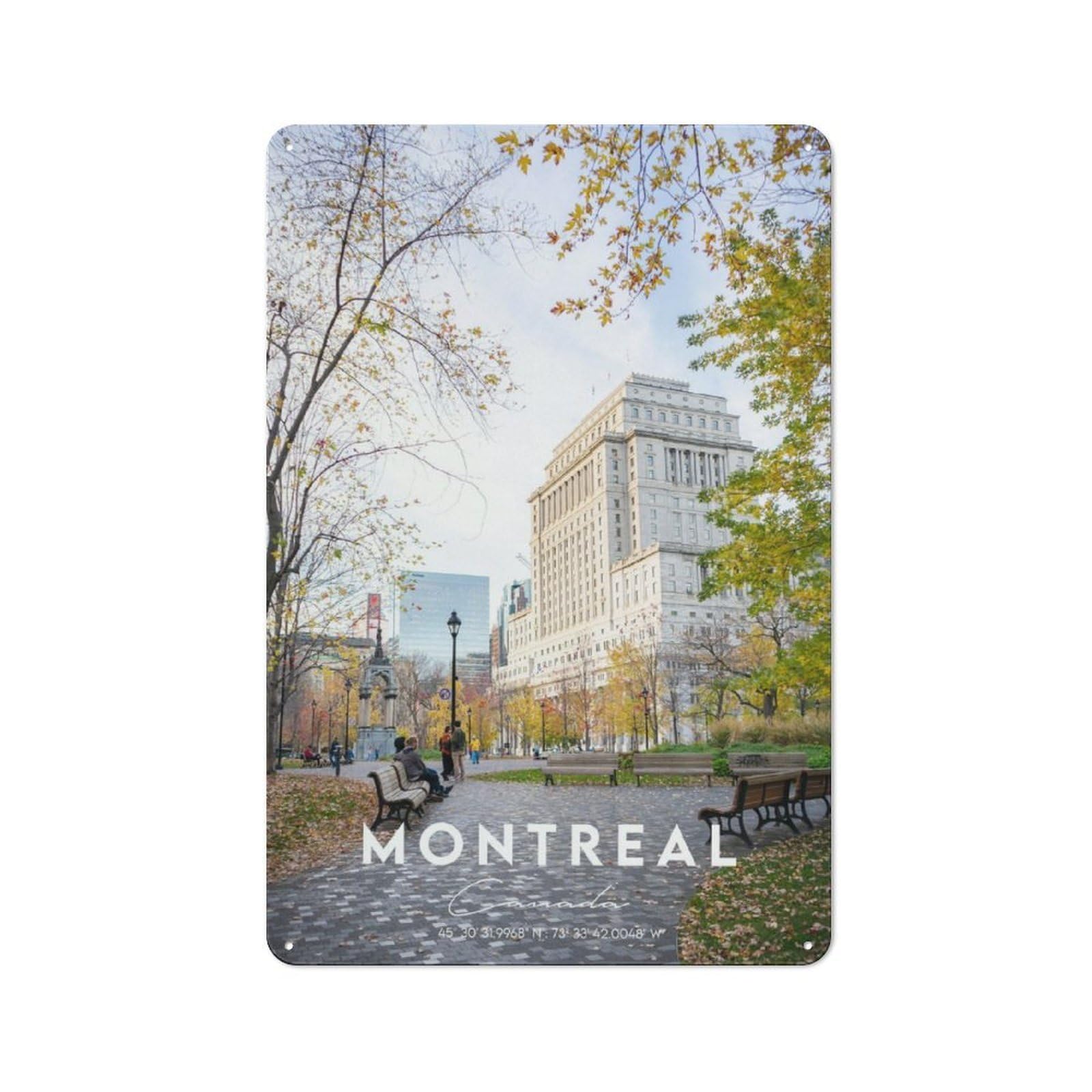 Junmoney Montreal 5 Tin Sign 30X20cm With For Workshop Wall, Retro Decor, For Vintage Wall Decor Fans, For Garage And Workshop Walls