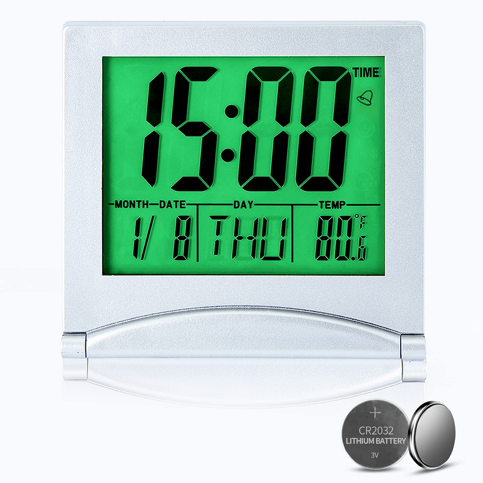 Small Digital Clock Battery Operated, Portable LCD Large Display Travel