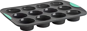 Trudeau Silicone Muffin Pan Grey/Mint - 12 Cavity (Pack Of 1) (336744)