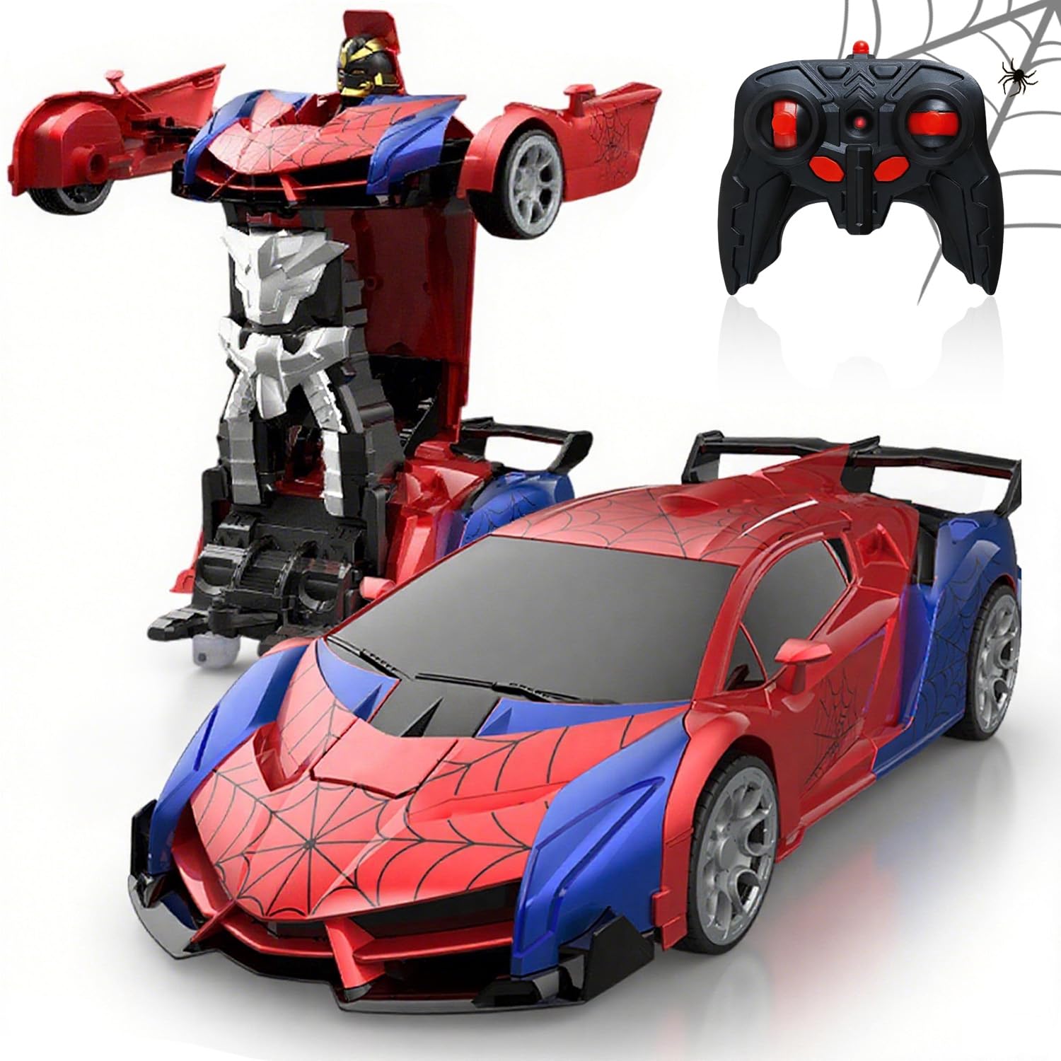 Zabawka samochodowa z pilotem zdalnego sterowania RC Transform SHAREMI od 4 5 6 7 8 9 lat dla chłopców i dziewczynek, 2.4G 360° obrót 2 w 1 robot & samochód z pilotem zdalnego sterowania z pilotem