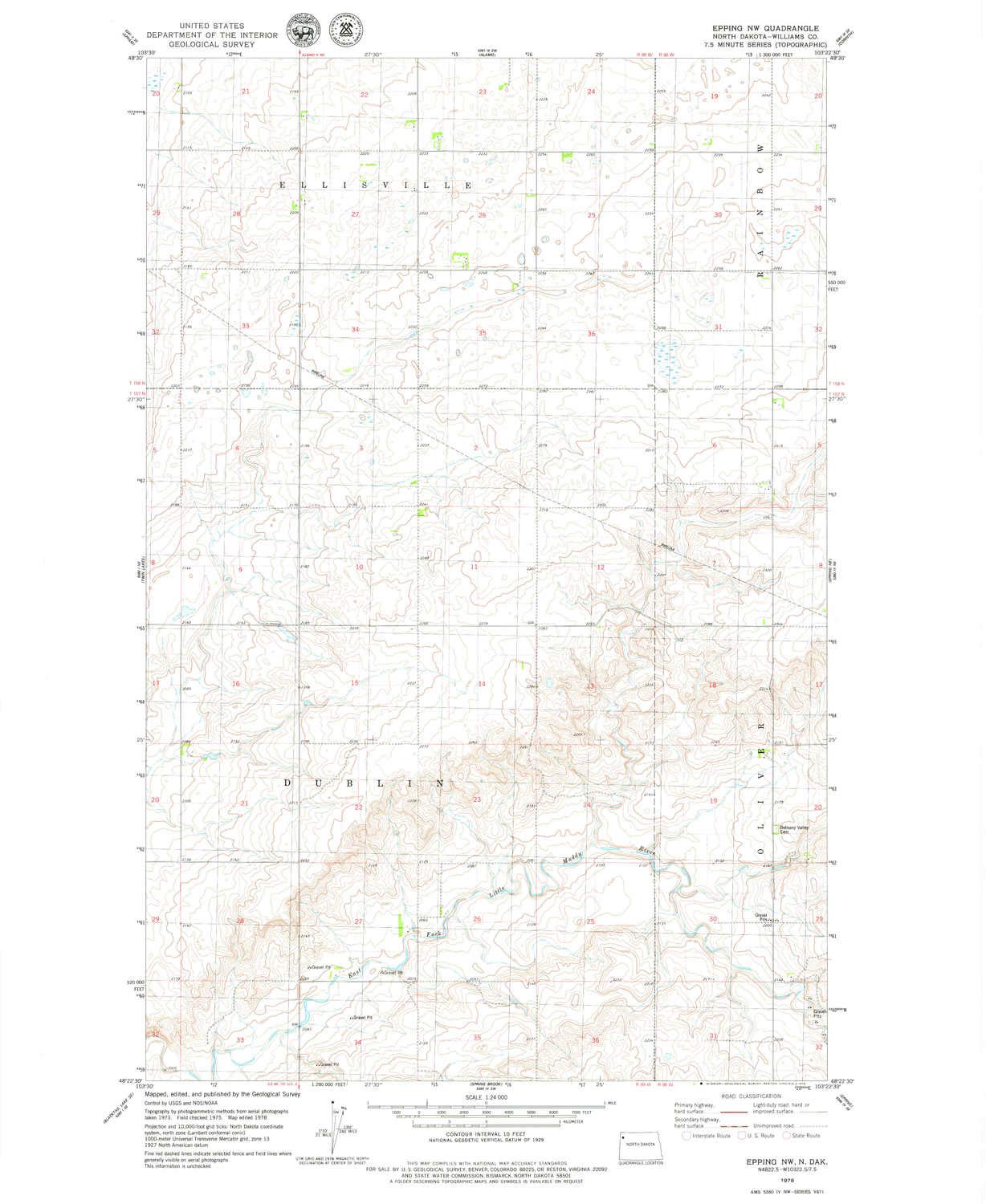 Epping NW ND topo map, 1:24000 Scale, 7.5 X 7.5 Minute, Historical, 1978, Updated 1979, 26.8 x 22 in