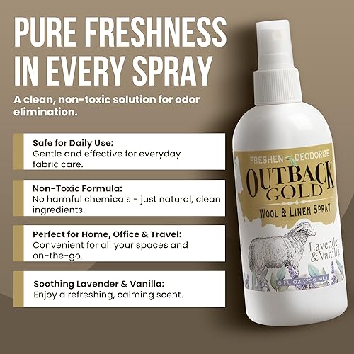 Miniatura 4 de Outback Gold - Spray de lino y ambientador de tela, spray natural para lana y lino, aroma de lavanda y vainilla, aceites esenciales, desodorante