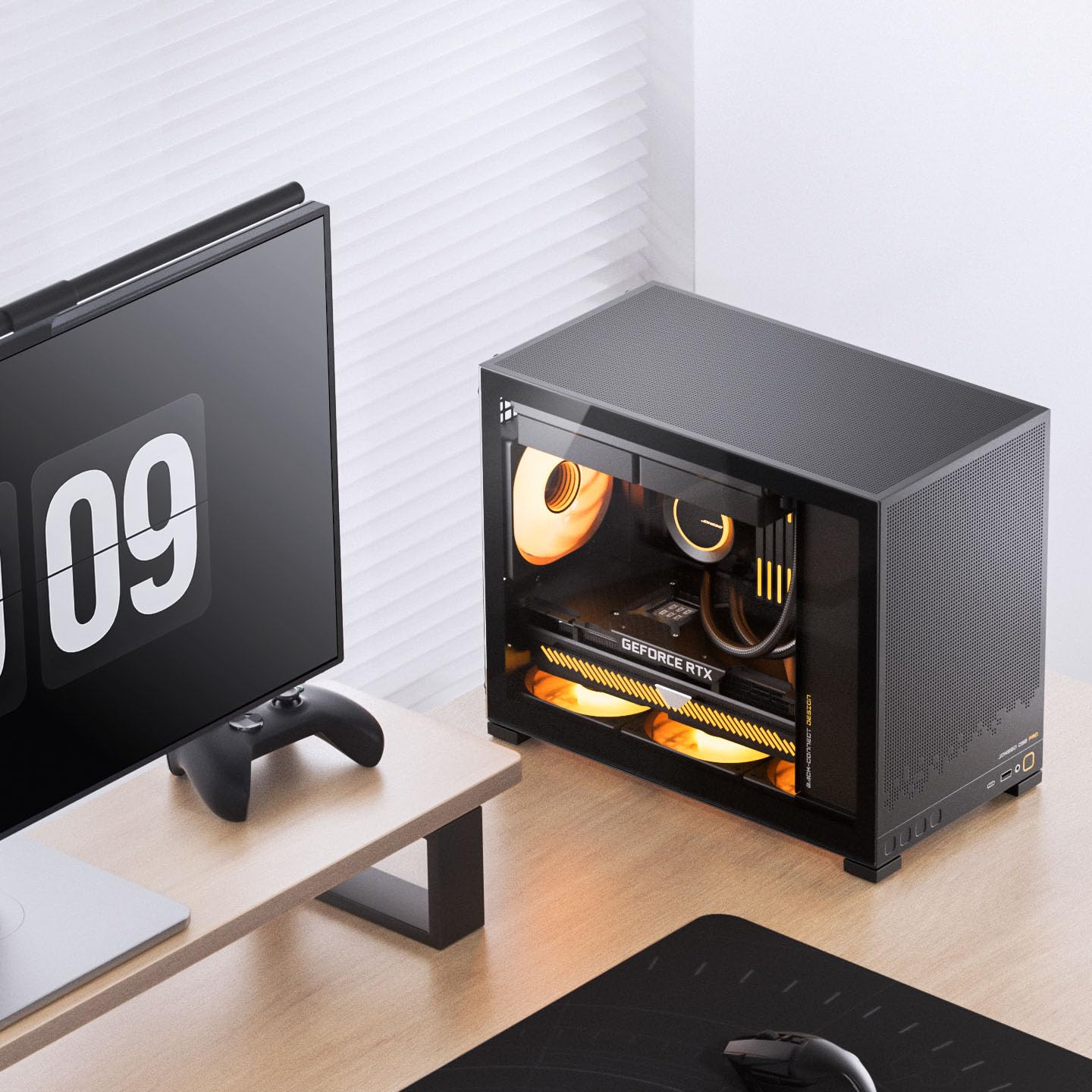 Jonsbo D32 STD Case PC Nero | Mini Case per Micro-ATX con vetro temperato, compatibile Back-Connect, forte flusso d'aria, compatto e stiloso per build da gaming