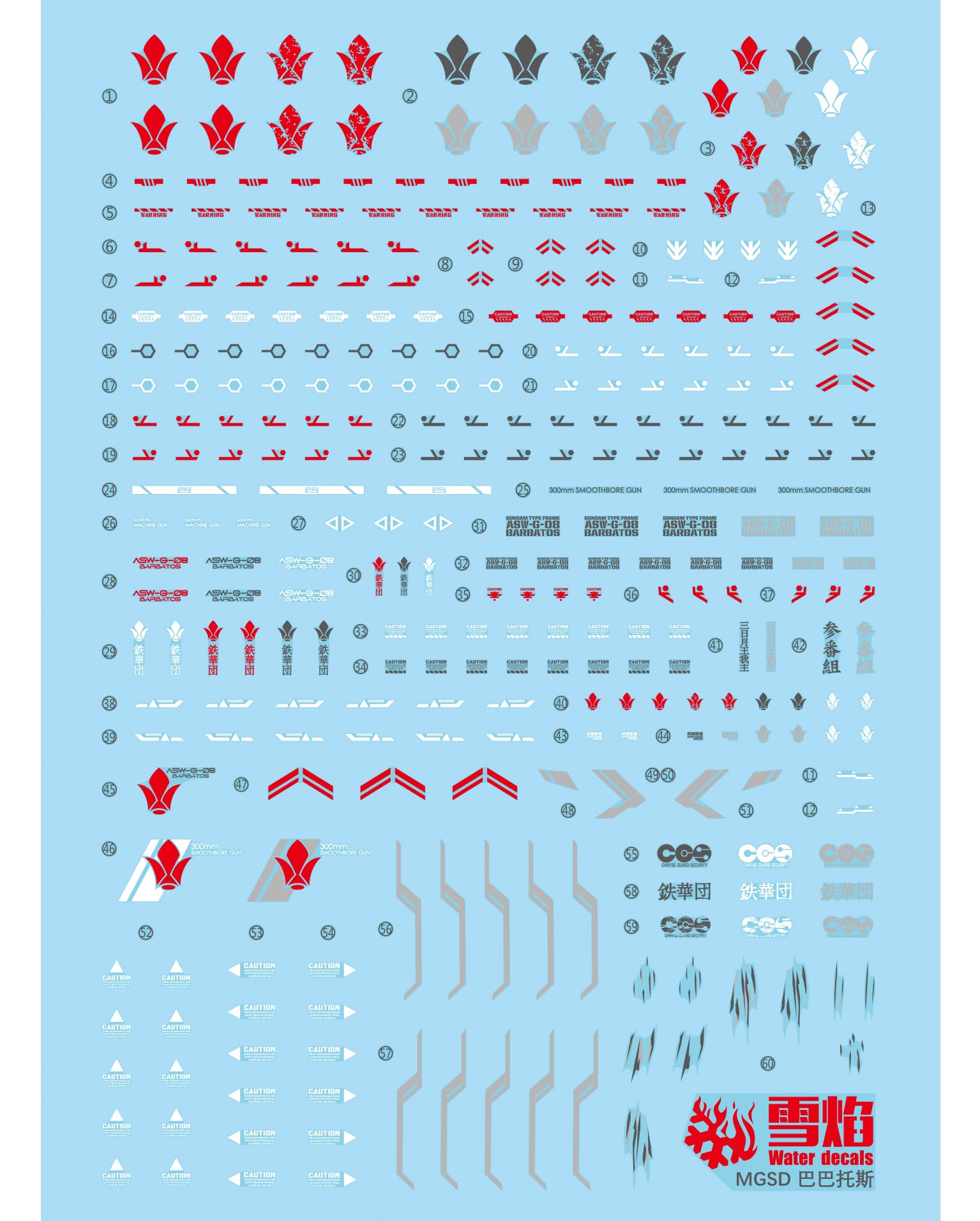 ANSAI Water Paste Water Slide Decals for MGSD Barbatos Scale Model