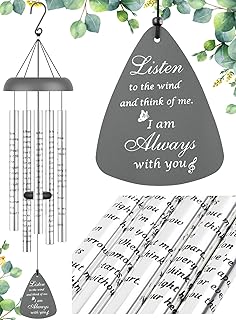 Sympathy Wind Chimes for Outside - Memorial Wind Chimes for Loss of Loved One Prime, Bereavement Gift in Memory of Loved One, Memorial Gifts for Loss of Mother Father Condolence Remembrance, Gray
