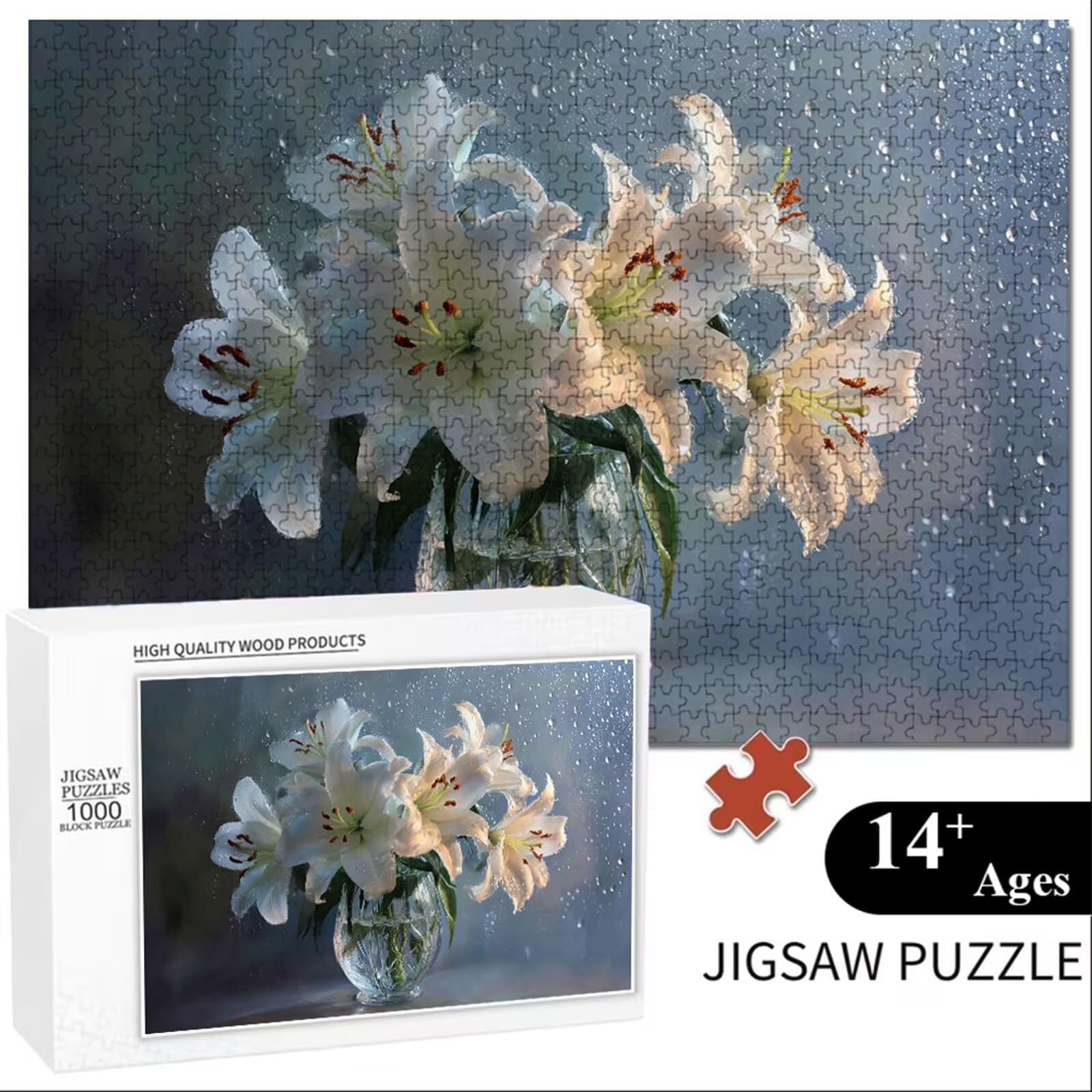 Puzzle 1200 Piezas Adultos Lirio & Paisaje, Rompecabezas con Letras Traseras y Póster, Pasatiempo Antiestrés, Decoración de Pared, Regalo Decorar Mujer Hombre 75 x 50 cm (14 Años +) P3#630