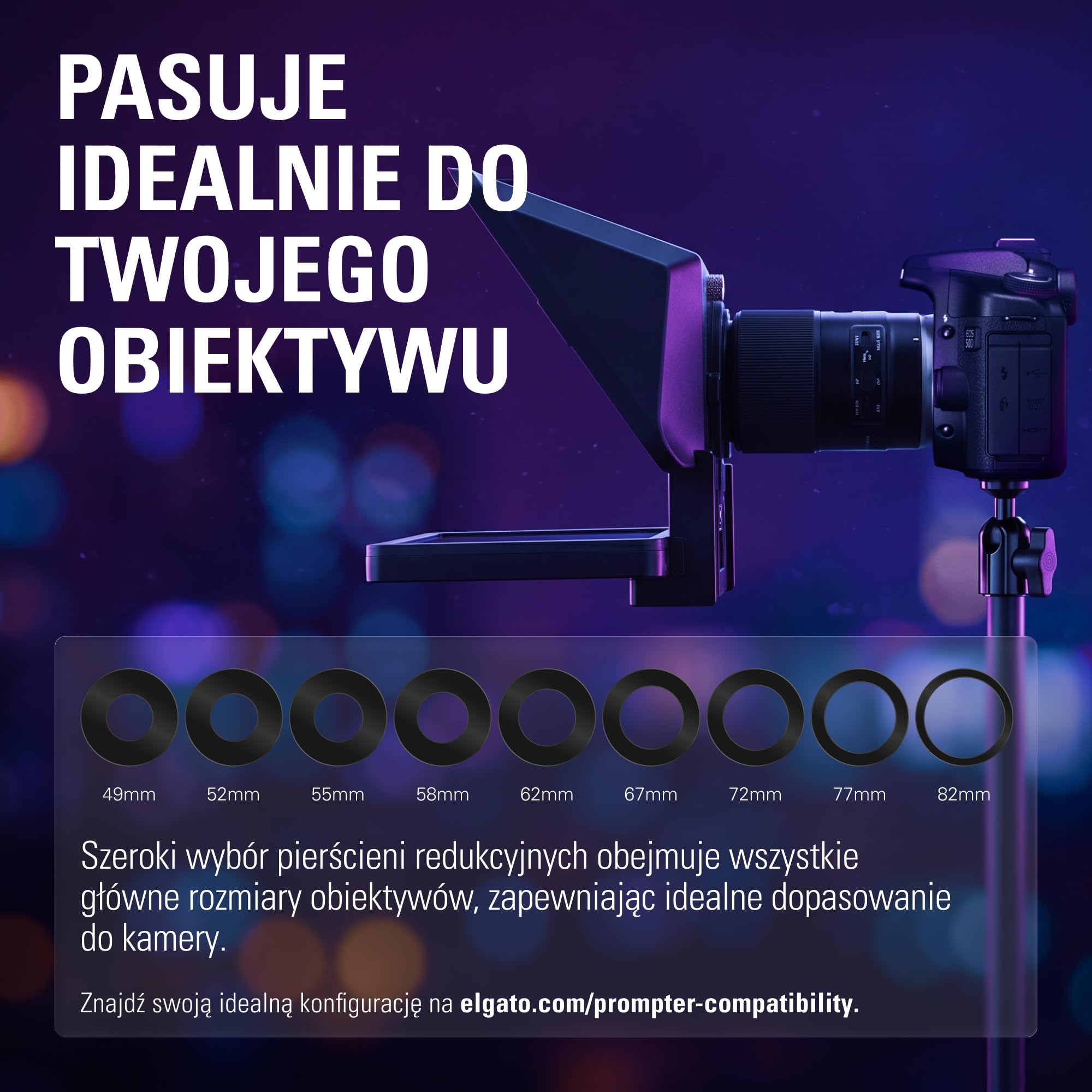 Elgato Prompter – Teleprompter z wbudowanym ekranem do YouTube, Twitch, Zoom, MS Teams i więcej, obsługuje DSLR/Webcam/Smartphone, funkcja przeciągnij i upuść na monitorze, działa z Mac/PC&Stream Deck | Kompatybilny z ekranem 9-calowym/YouTube/Twitch/Zoom