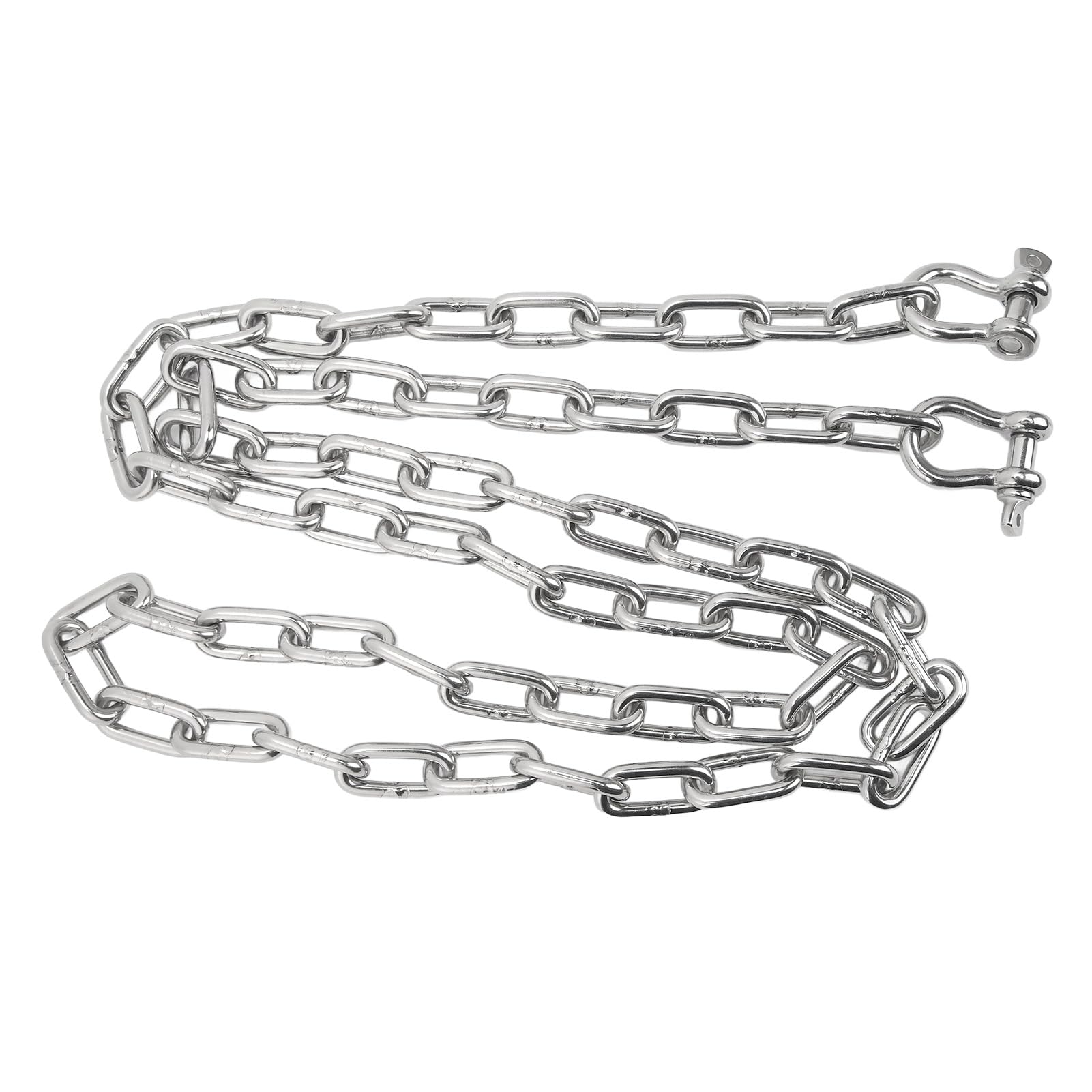 aqxreight Catena in Acciaio Inossidabile 316, 6,6 Ft con Golfari | 5/16in bow shackles, marine grade for boats yachts ships, duty link