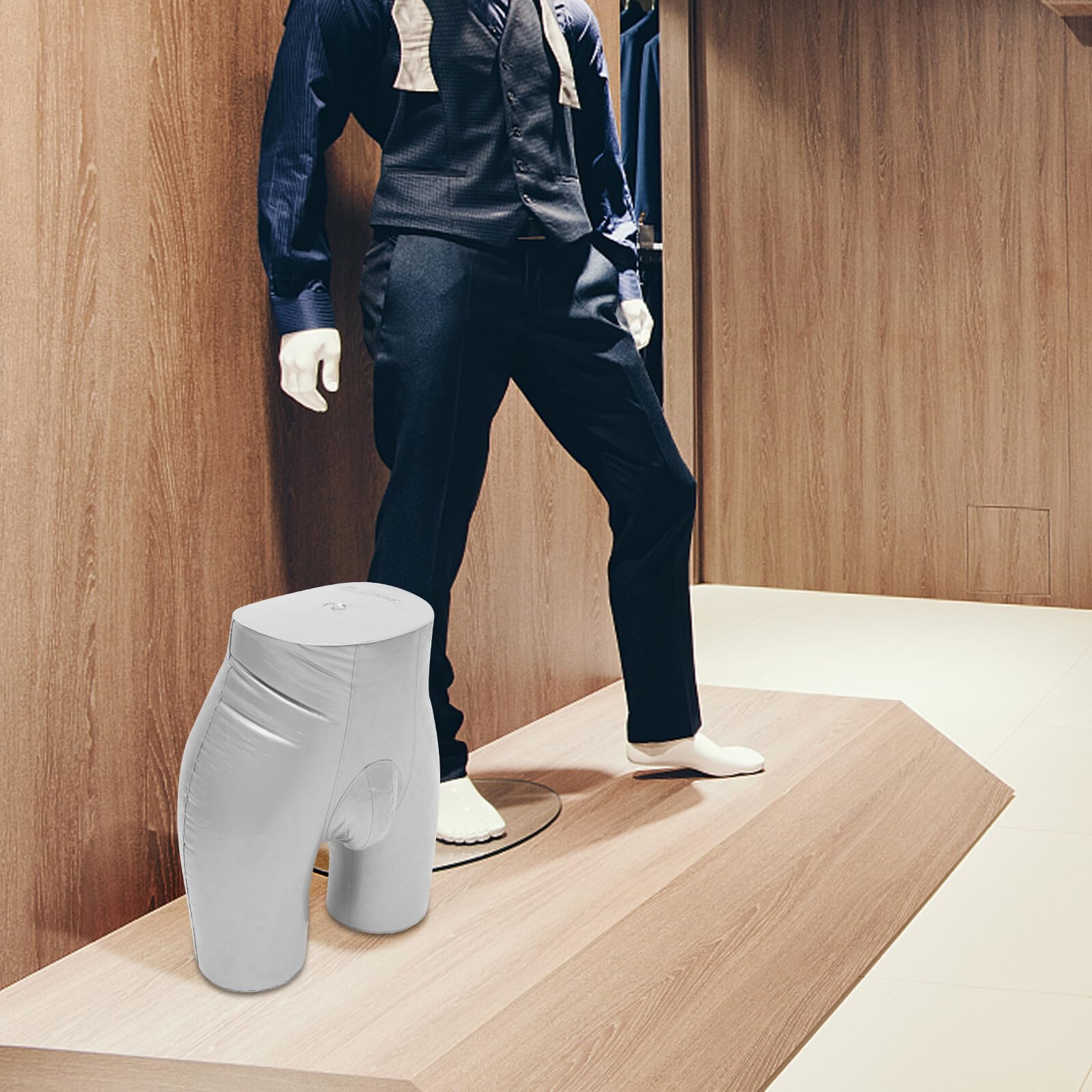 Modèle Léger pour pour de et sous-vêtements Shorts Présentoir en Mannequin Gonflable Demi-Corps PVC Argenté Facile à Ranger Homme pour Vitrines
