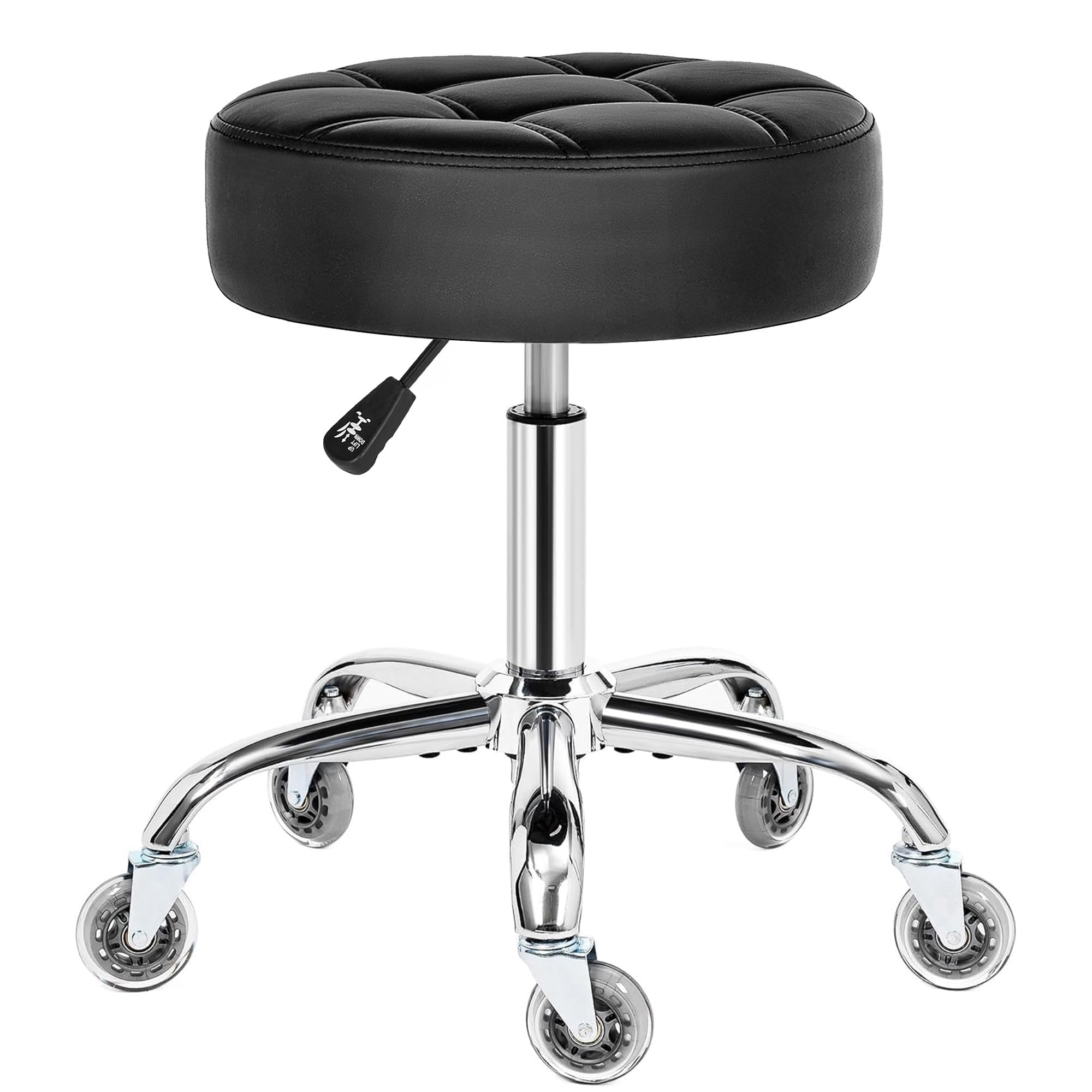 Photo 1 of ***MISSING HARDWARE -SELLING AS IS *** BEWISHOME Rolling Stool with Wheels, Adjustable Stool Heavy Duty 450lb, 360° Swive Rolling Chair for Massage Spa Medical Tattoo, PU Thick Seat Padding Salon Chair(Black) BYD01B