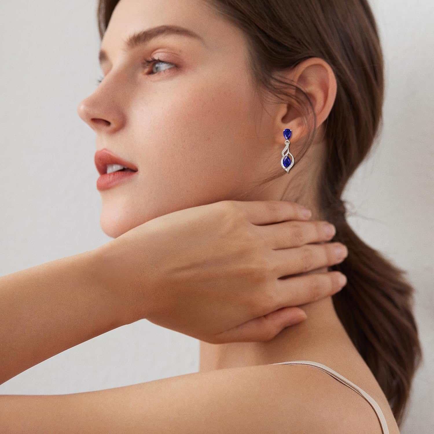 FANCIME Gift for Women Birthstone Earrings for Her Teardrop Birthstone Earrings S925 Sterling Silver infinity Love Birthday Gifts for Mom Women - Image 4