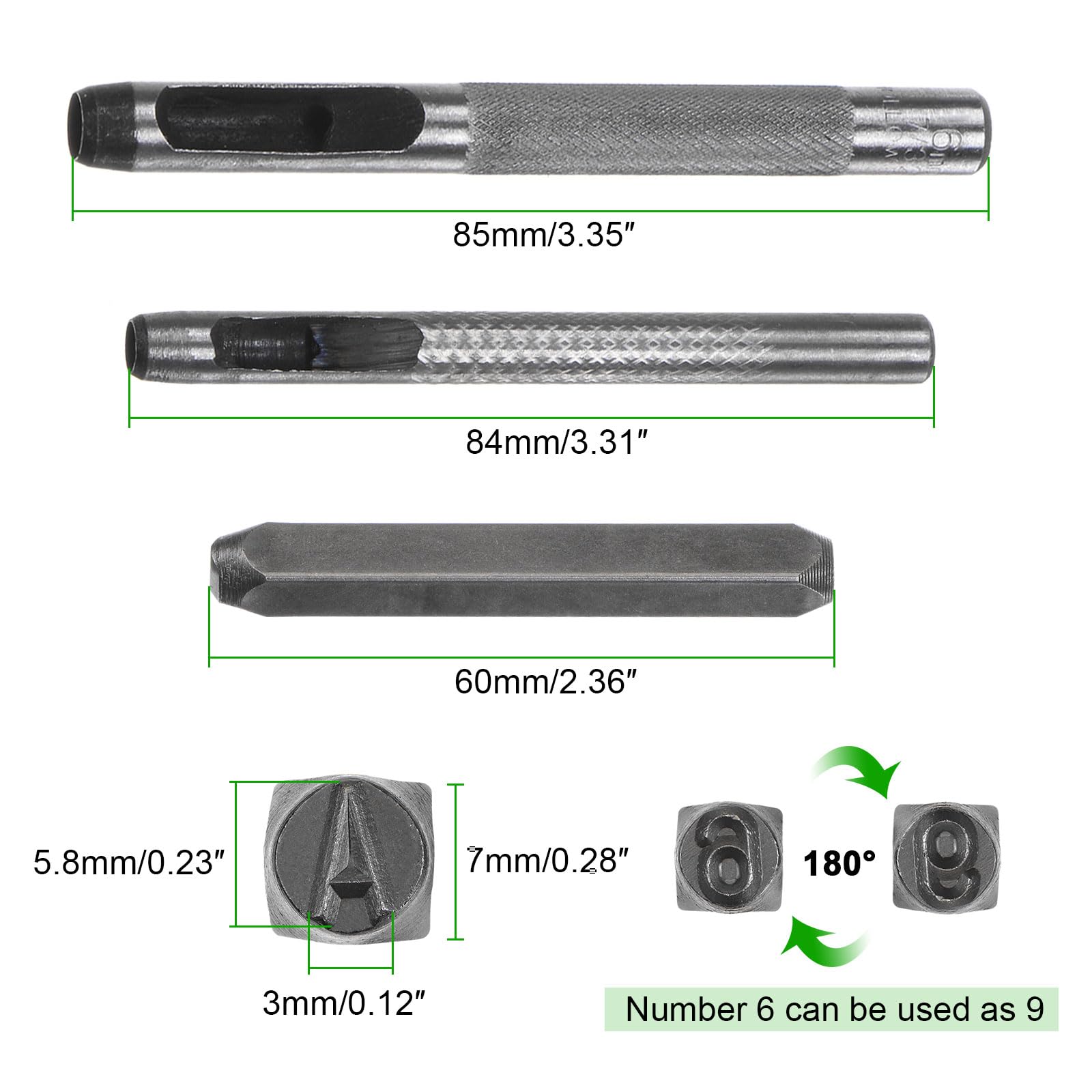 QUARKZMAN 36pz Metallo Stampaggio Kit 3/16" (5mm) (AZ, 0-8,"&" Simbolo) Acciaio Lettera Pugno Premere Utensile con Foro Pugno per Stampa su Metallo, Plastica, Legno, Pelle, Argento