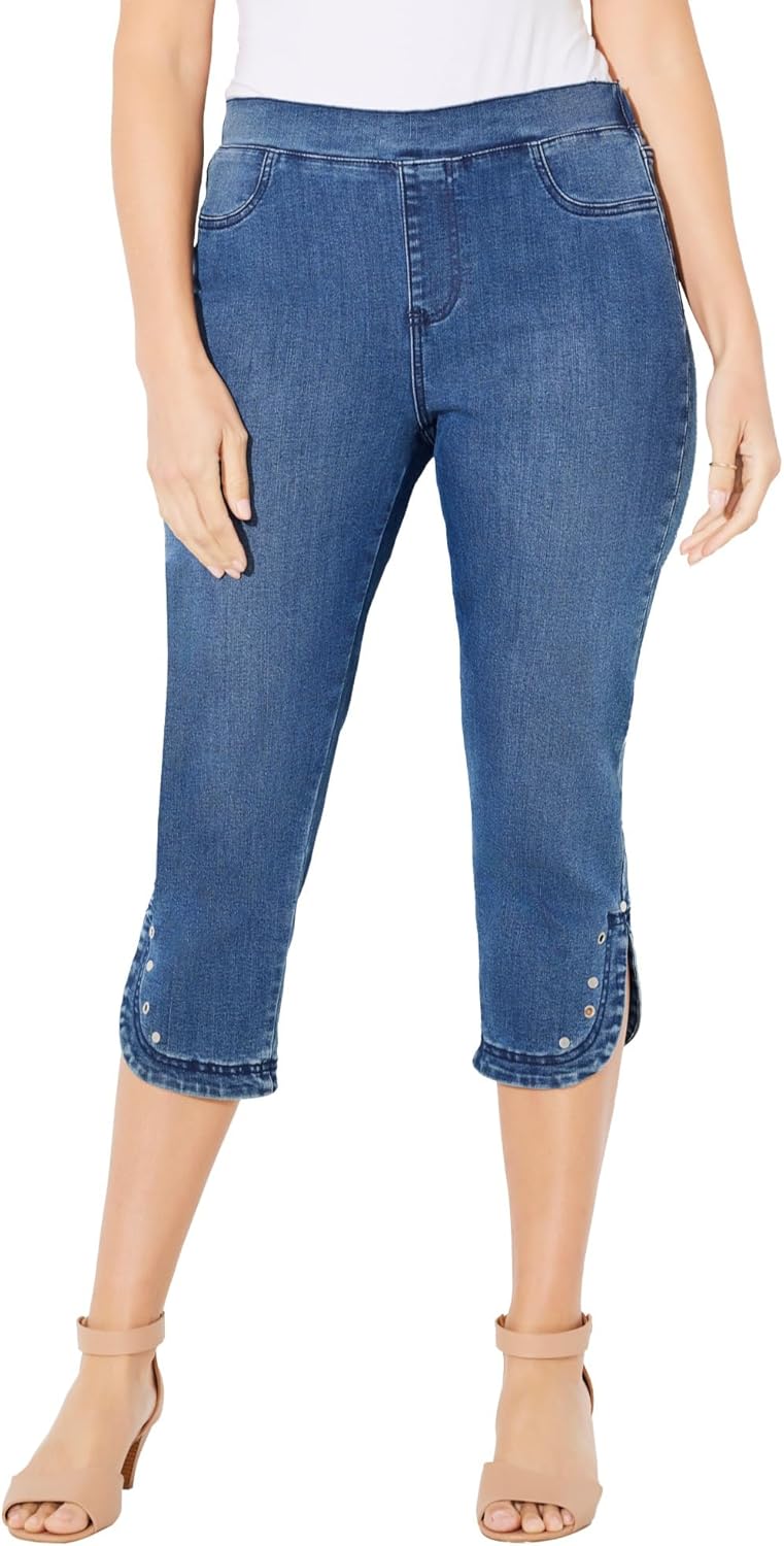 Women's Plus Size Sparkle Hem Capri